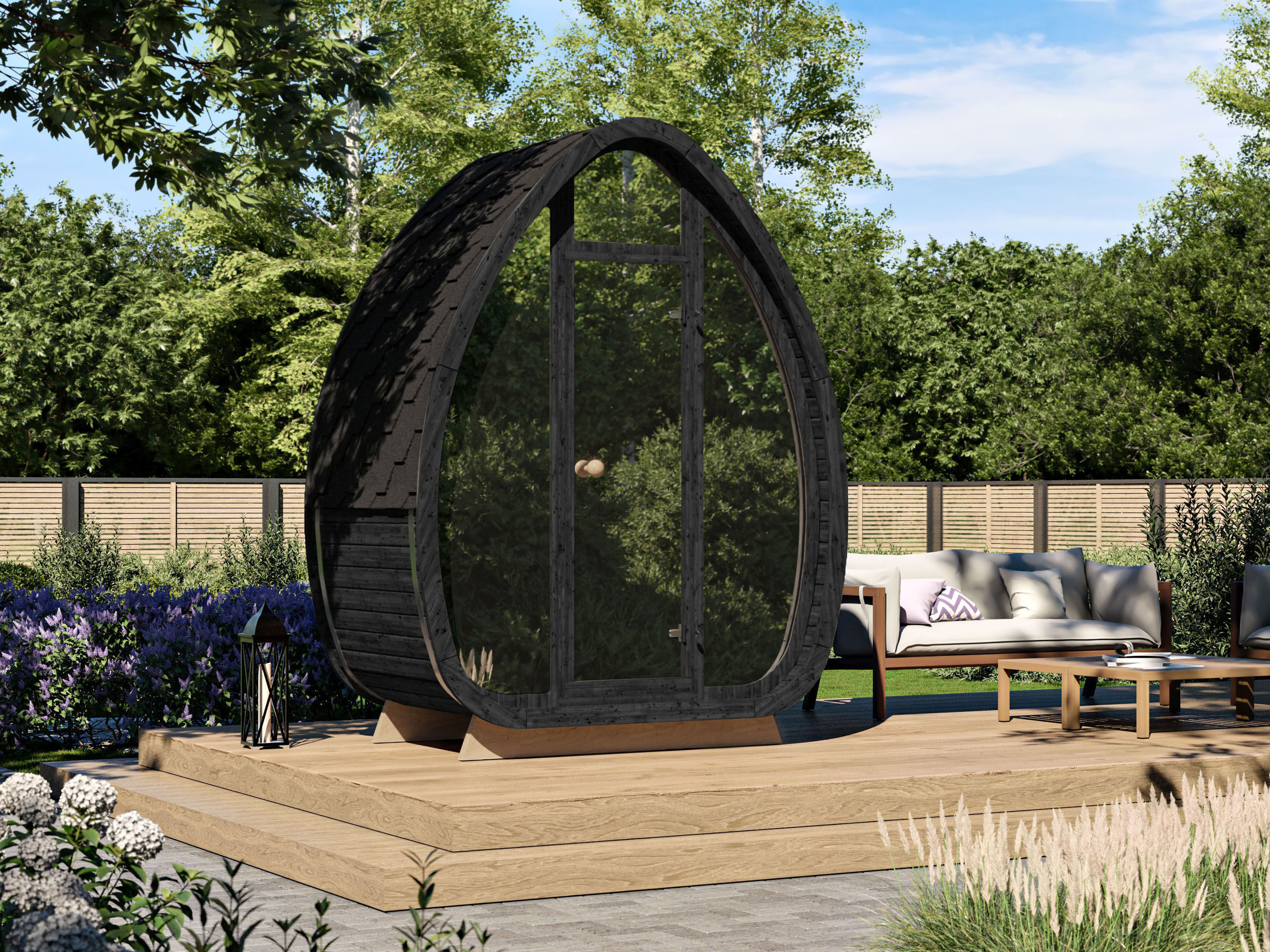 26% Rabatt ! Fjordholz Fass-Sauna Modell Luxe-1 Plus Black Edit