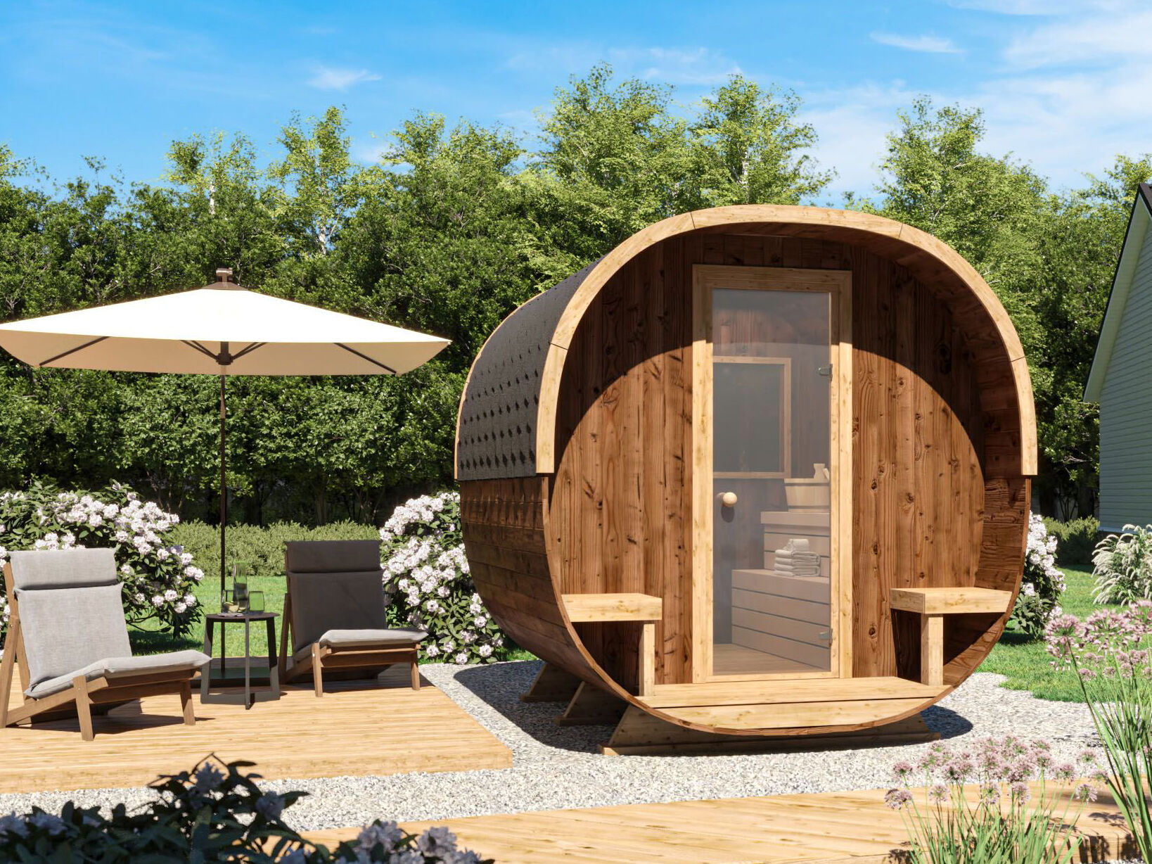 26% Rabatt ! Fjordholz Fass-Sauna Modell Quadro Royal 250 cm Th