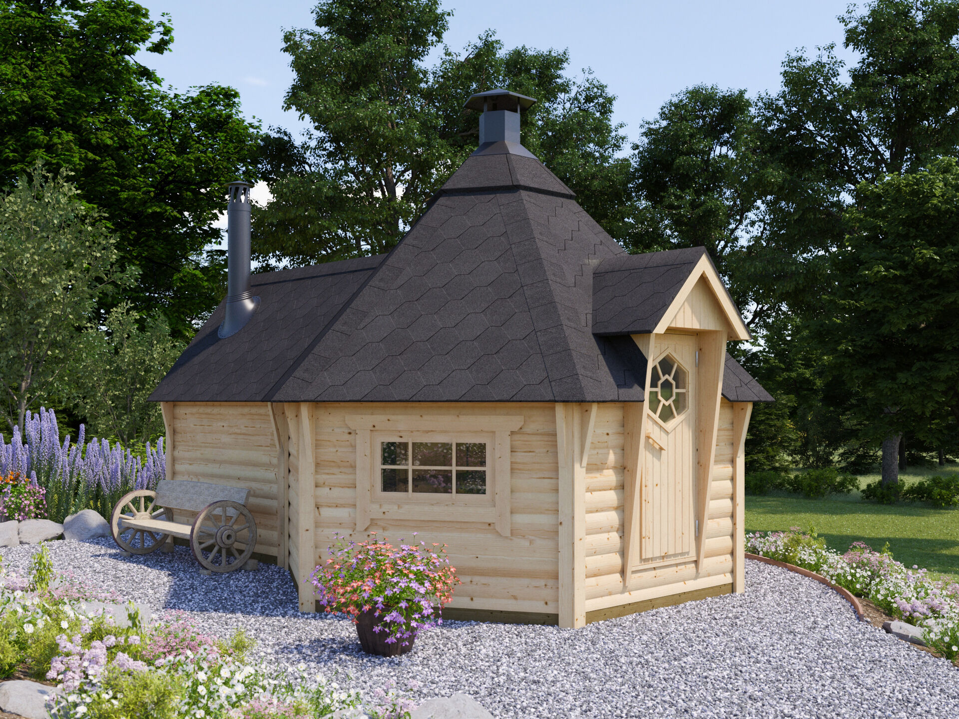 26% Rabatt ! Fjordholz Grillkota mit Sauna Modell Finn 9+4m²