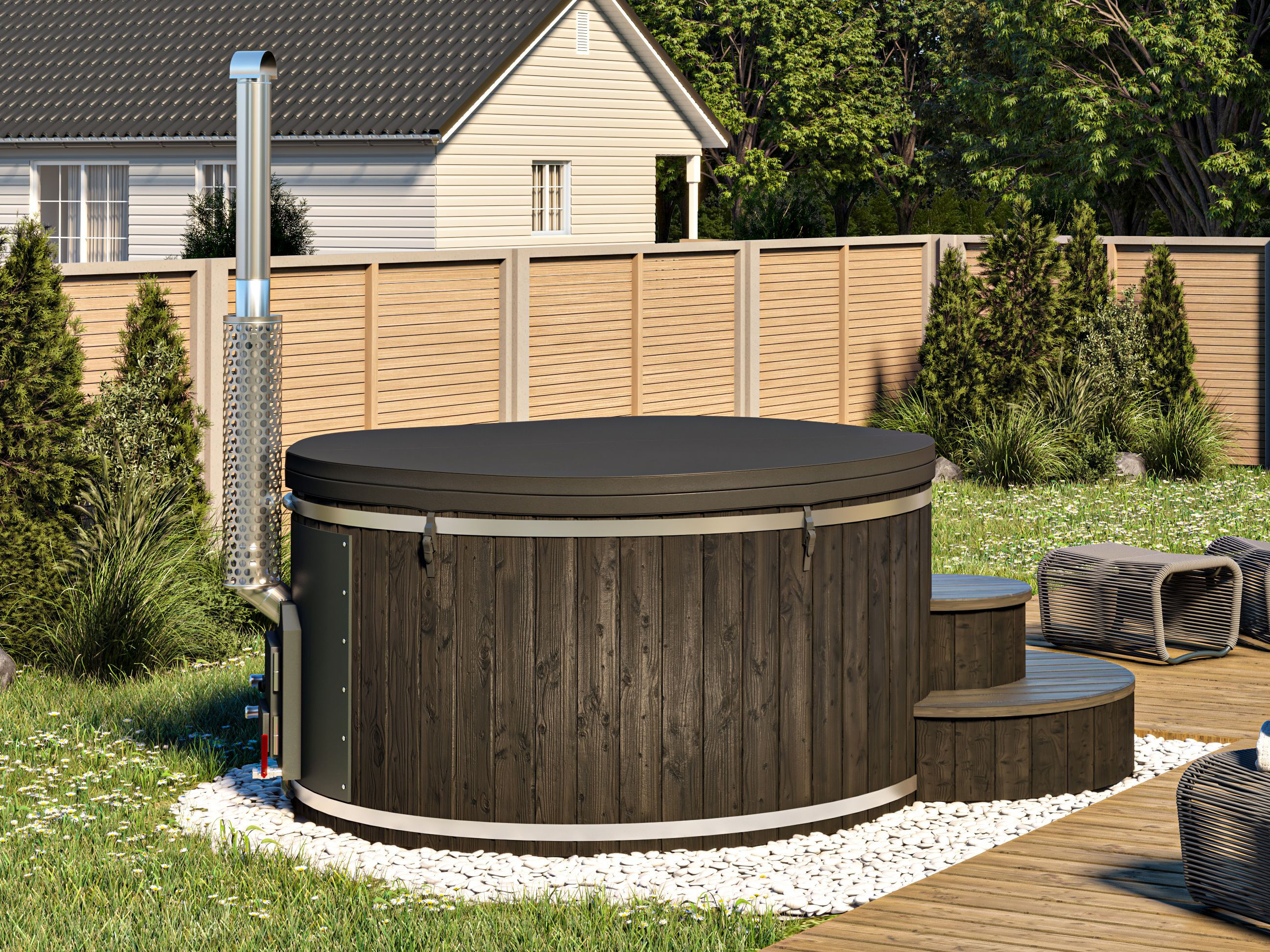 26% Rabatt ! Fjordholz Hot Tub Royal Black 200 -Sparset-