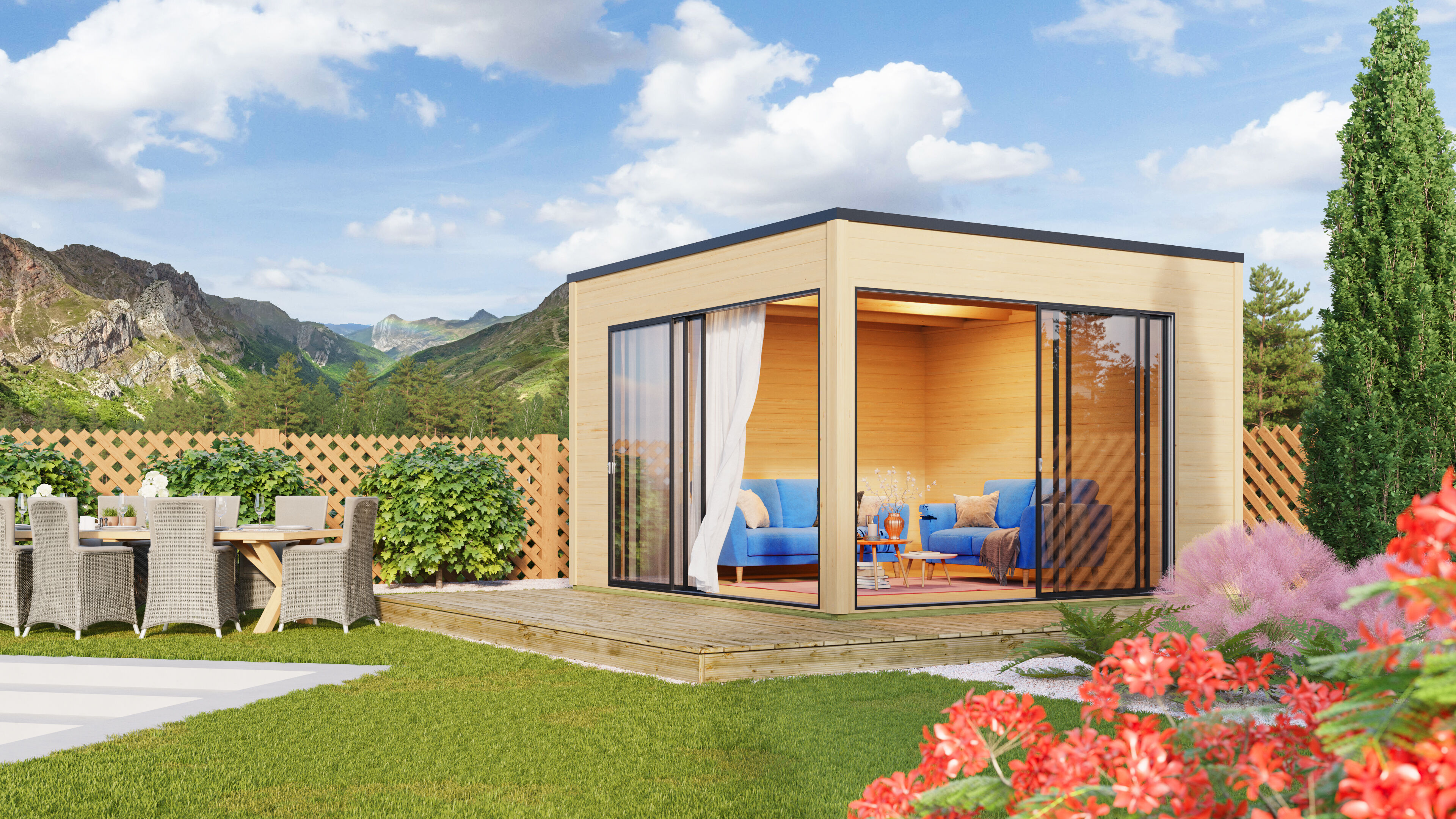 26% Rabatt ! Fjordholz Gartenhaus Modell Q-BIC Alu 44 B