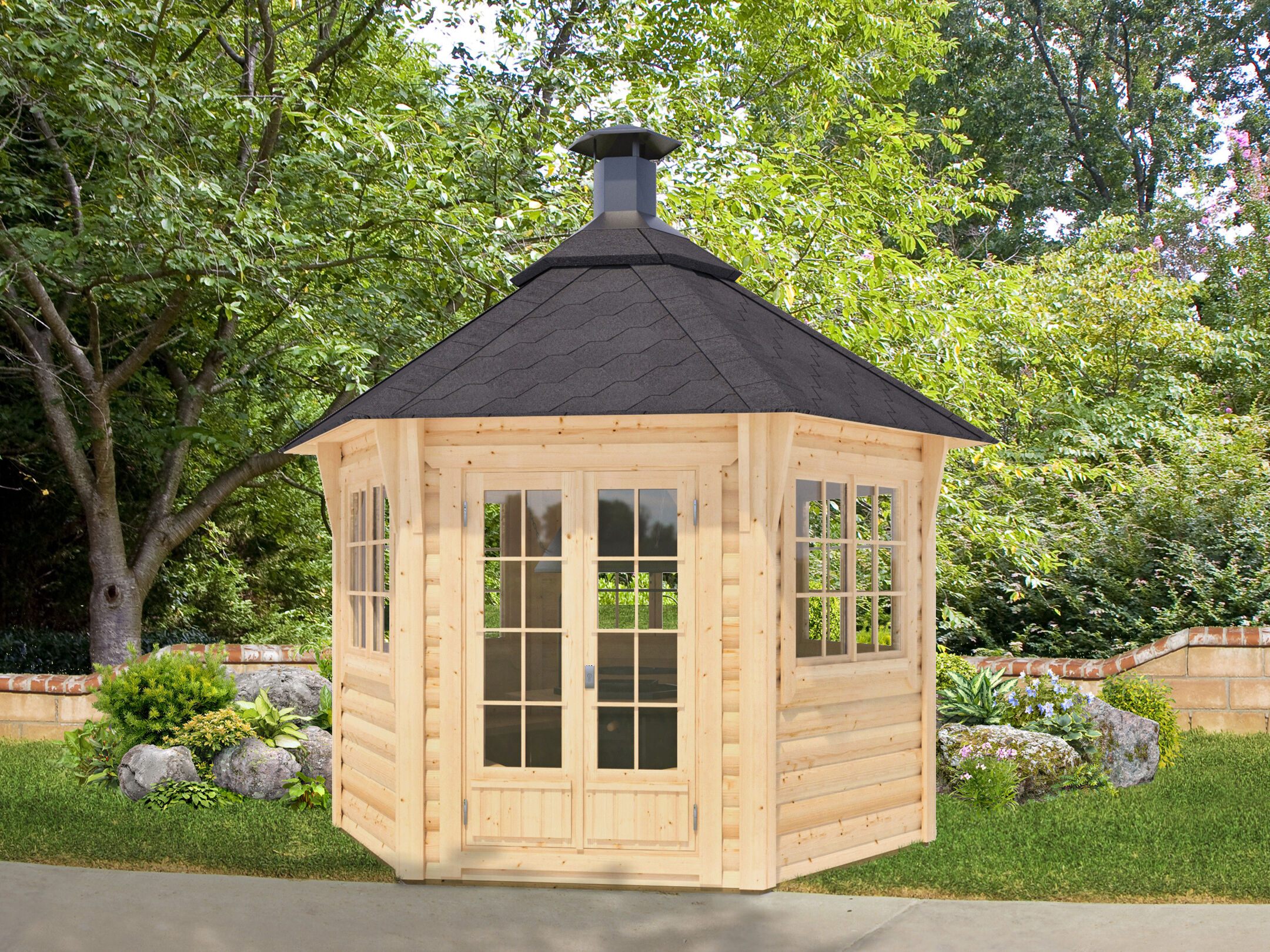 26% Rabatt ! Fjordholz 6-Eck Grillpavillon Modell Gunnar 6m²