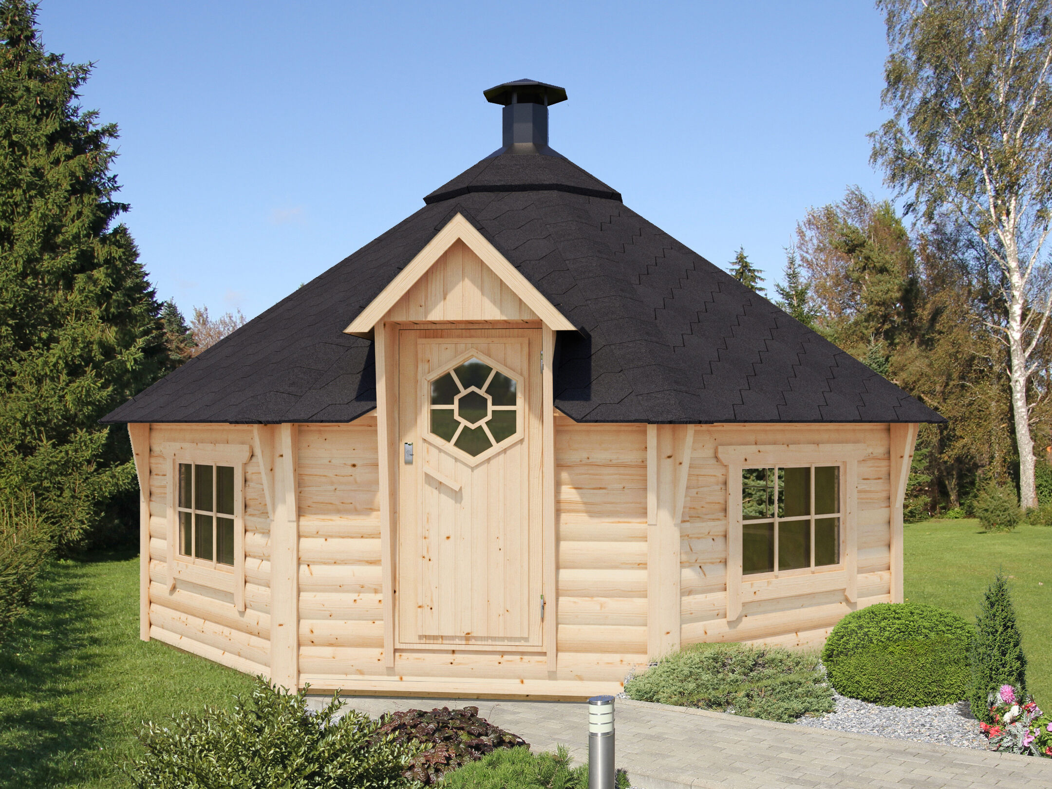 26% Rabatt ! Fjordholz 8-Eck Grillkota Modell Nils 17 m²