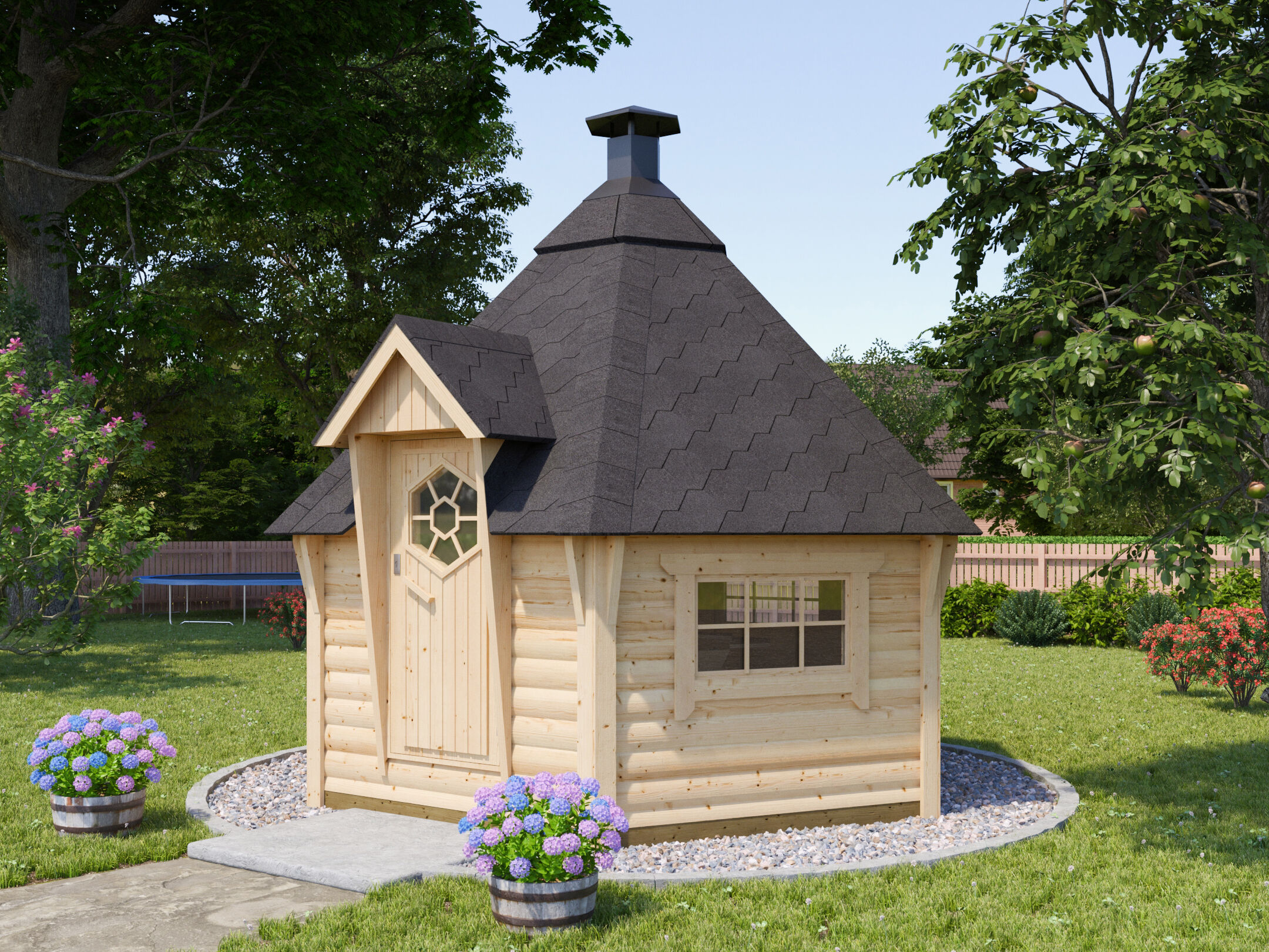 26% Rabatt ! Fjordholz 6-Eck Grillkota Modell Nils 9 m²