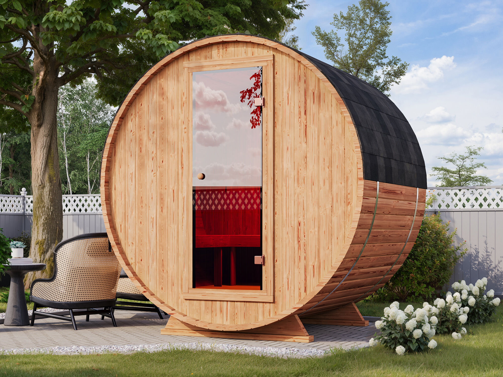 26% Rabatt ! Fjordholz Fass-Sauna Modell Mini Luxe
