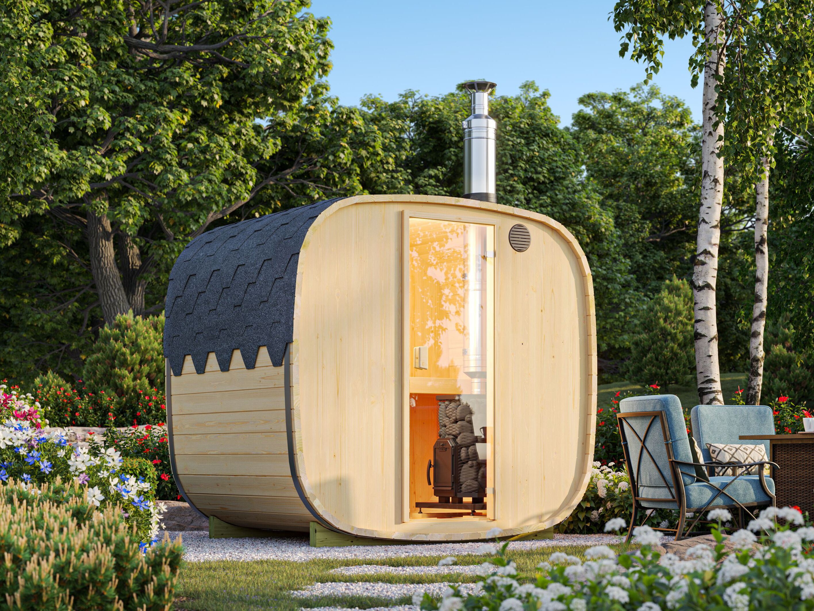 26% Rabatt ! Fjordholz Fass-Sauna Modell Quadro 170 cm