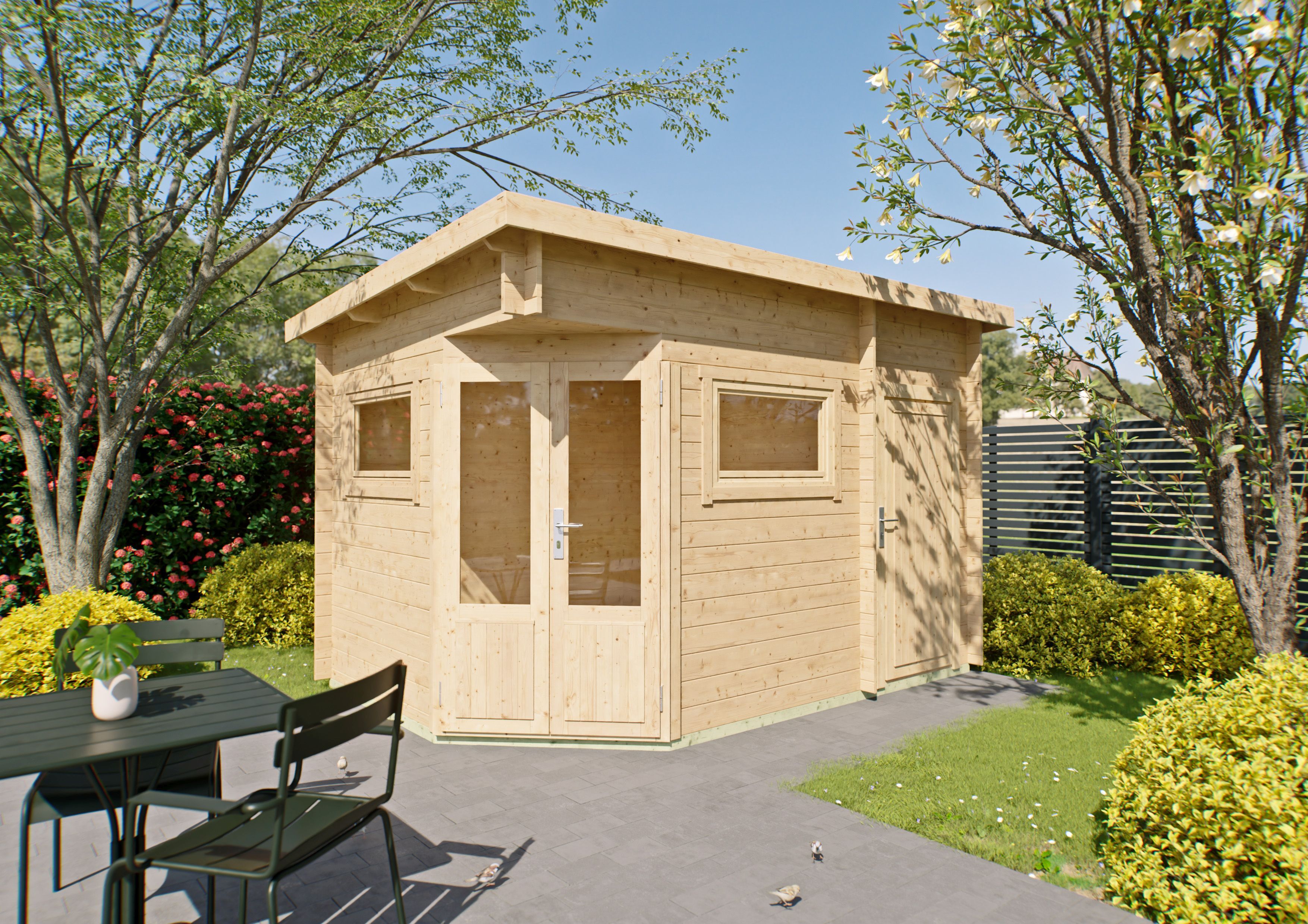 26% Rabatt ! Fjordholz 5-Eck Gartenhaus Modell Leva 2D