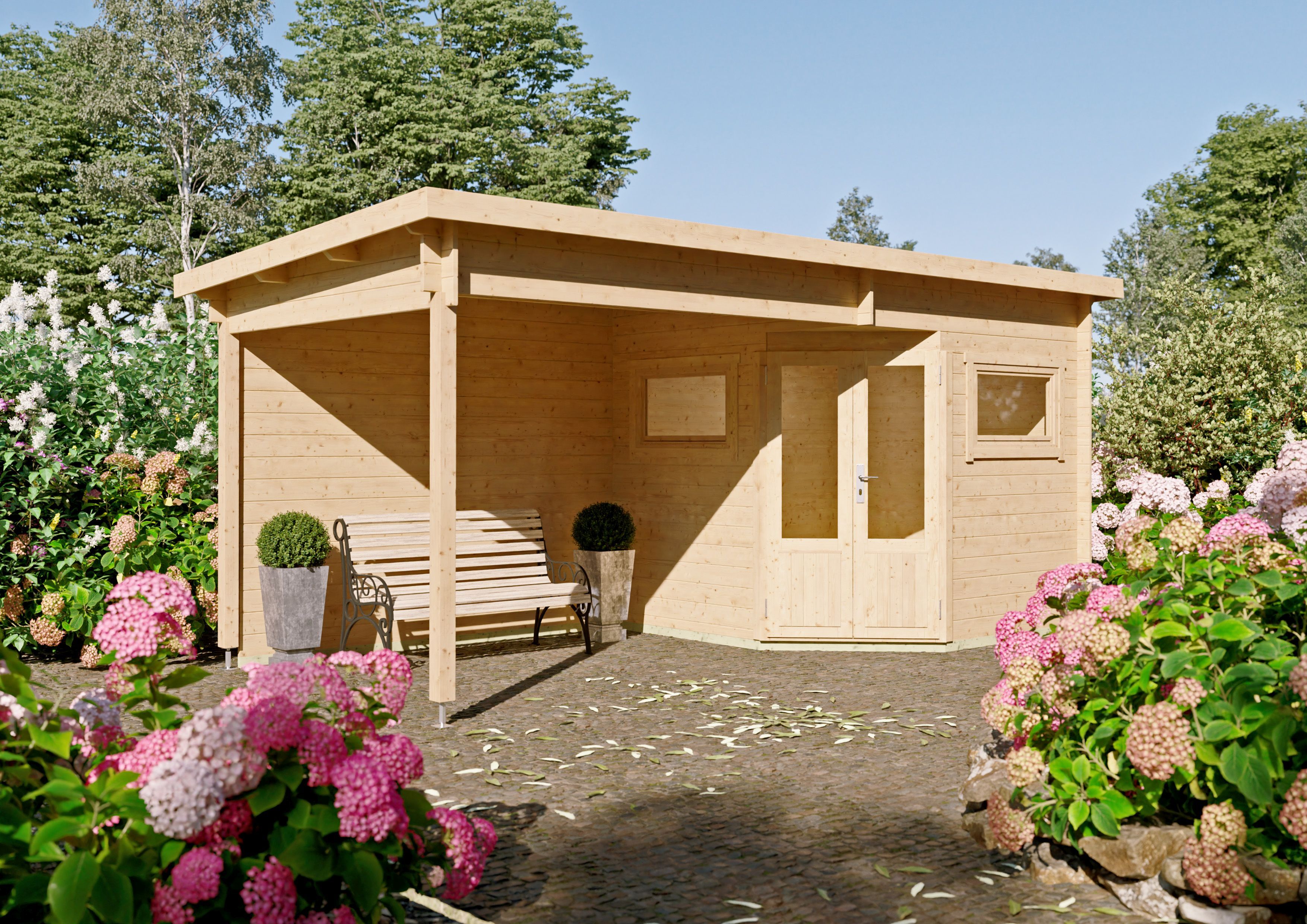 26% Rabatt ! Fjordholz 5-Eck Gartenhaus Modell Leva 2C