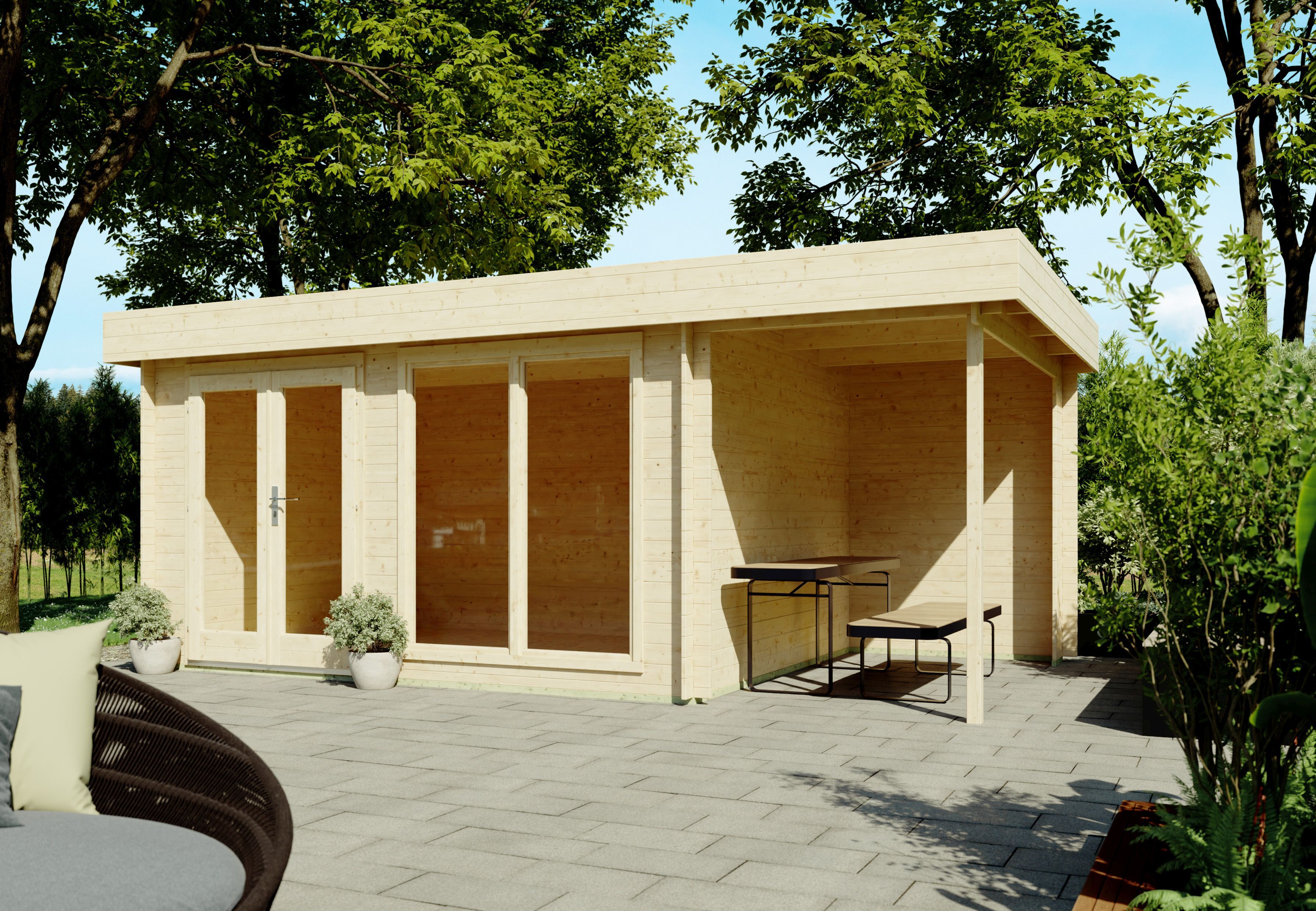 26% Rabatt ! Fjordholz Flachdach Gartenhaus Modell Luke 28