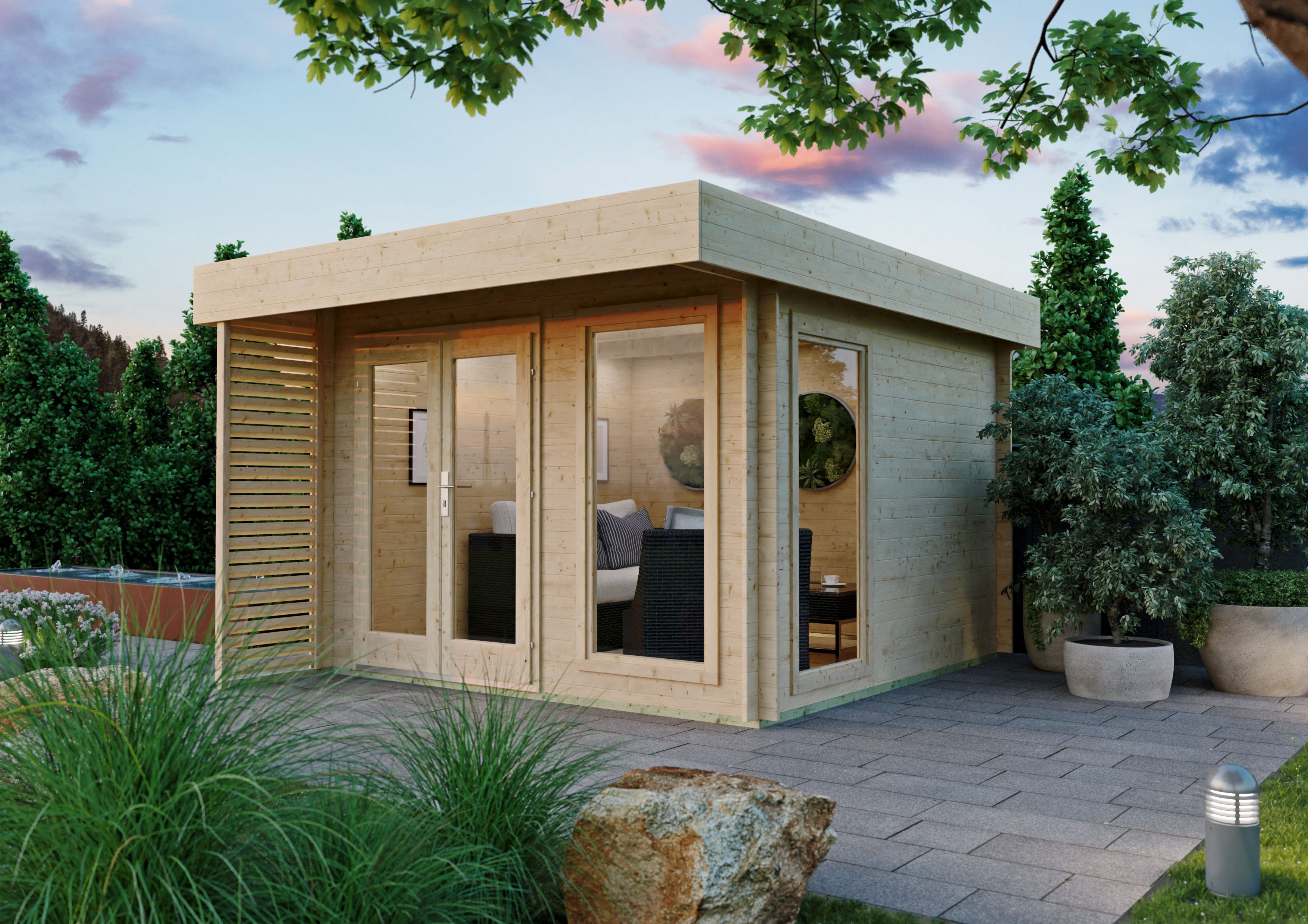 26% Rabatt ! Fjordholz Flachdach Gartenhaus Modell Pina 28