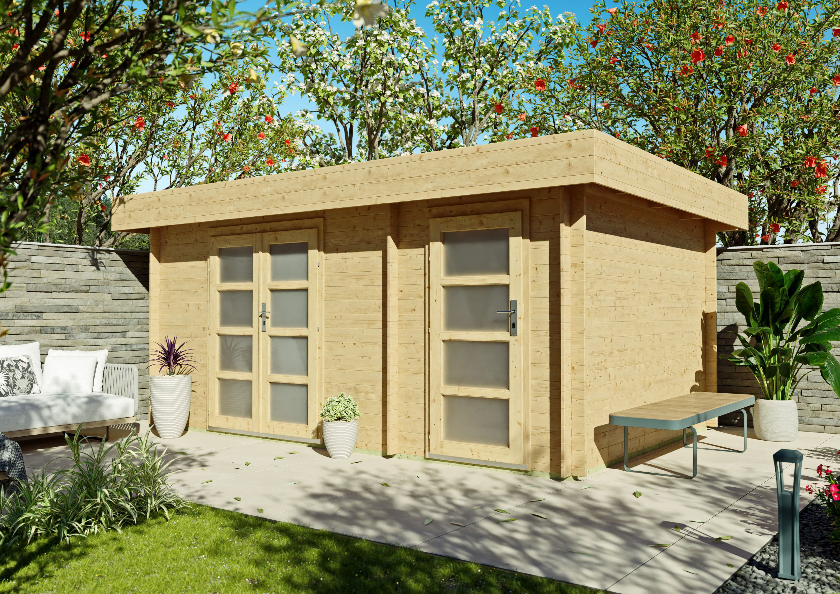 26% Rabatt ! Fjordholz Flachdach Gartenhaus Modell Tekla 28