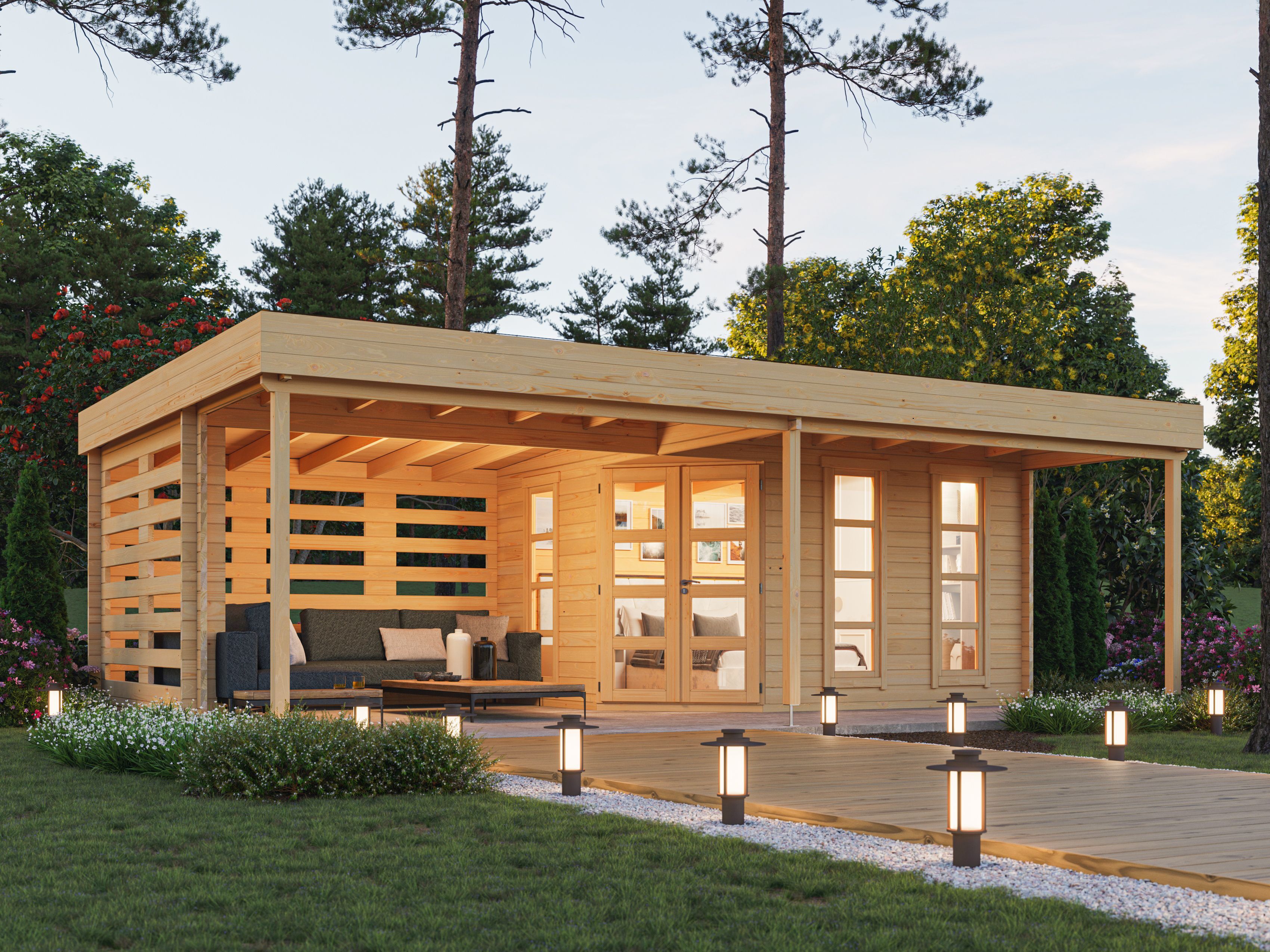 26% Rabatt ! Fjordholz Flachdach Gartenhaus Modell Susan 44