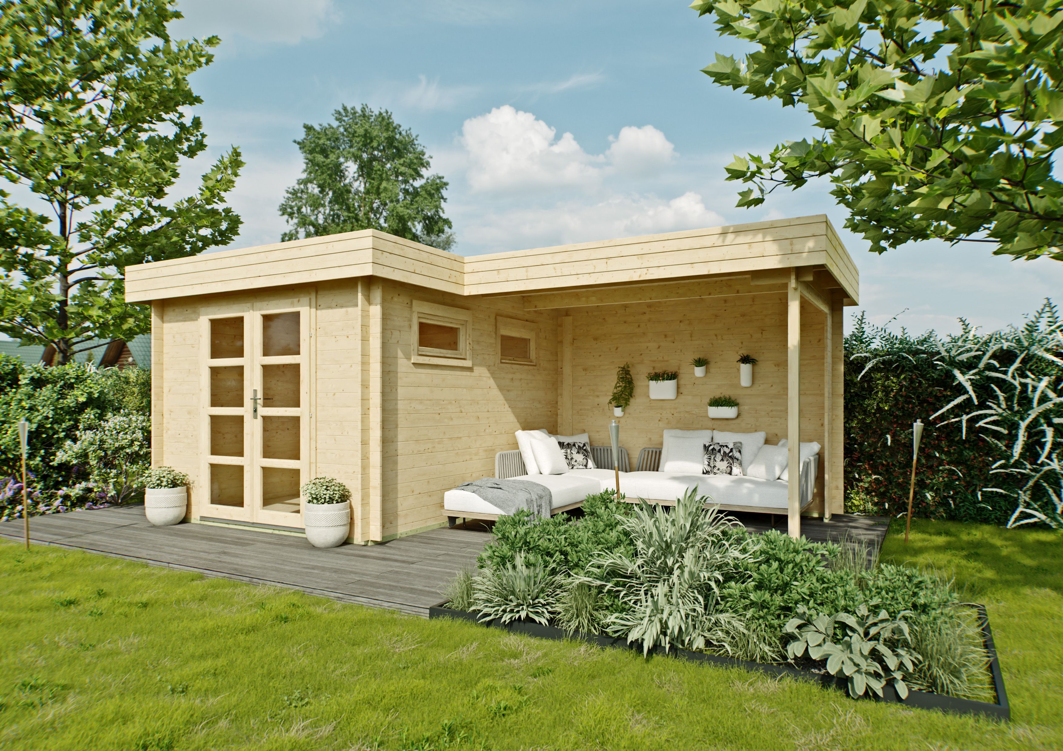 26% Rabatt ! Fjordholz Flachdach Gartenhaus Modell Odina 28 B