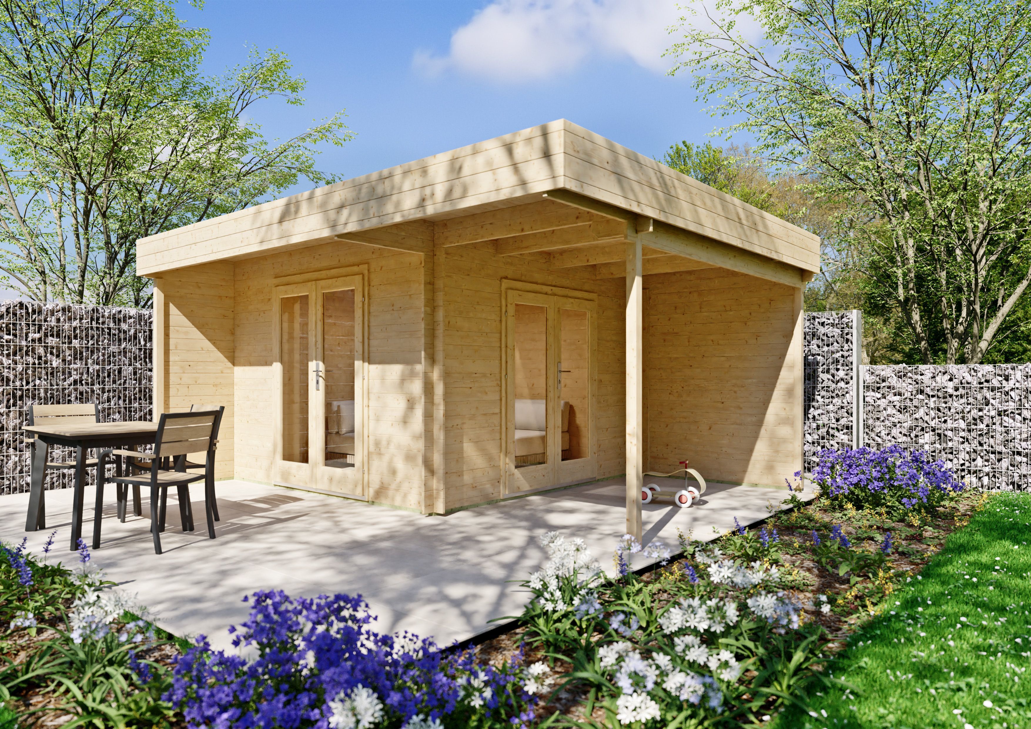 26% Rabatt ! Fjordholz Flachdach Gartenhaus Modell Aaron 28