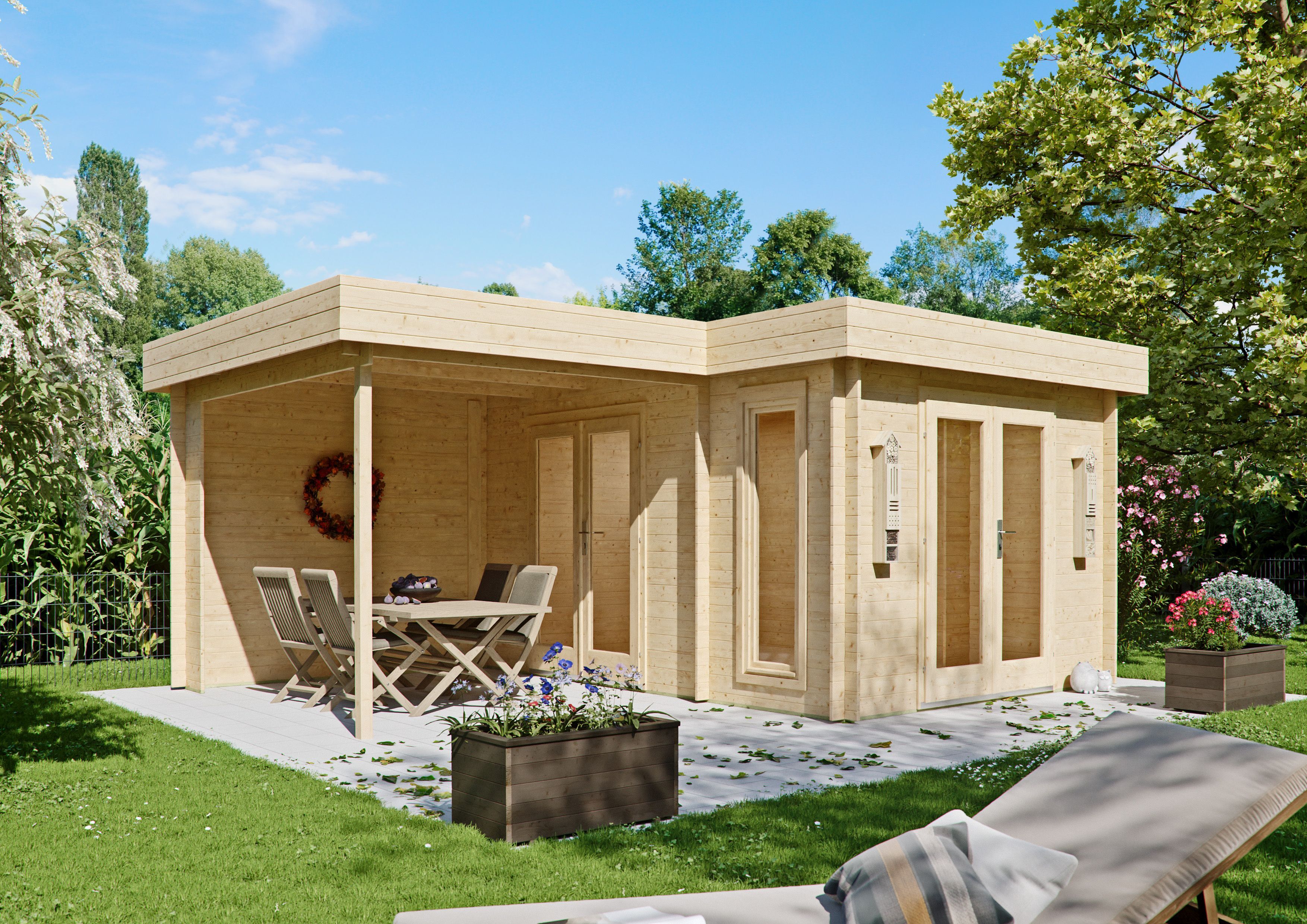 26% Rabatt ! Fjordholz Flachdach Gartenhaus Modell Wendy 28