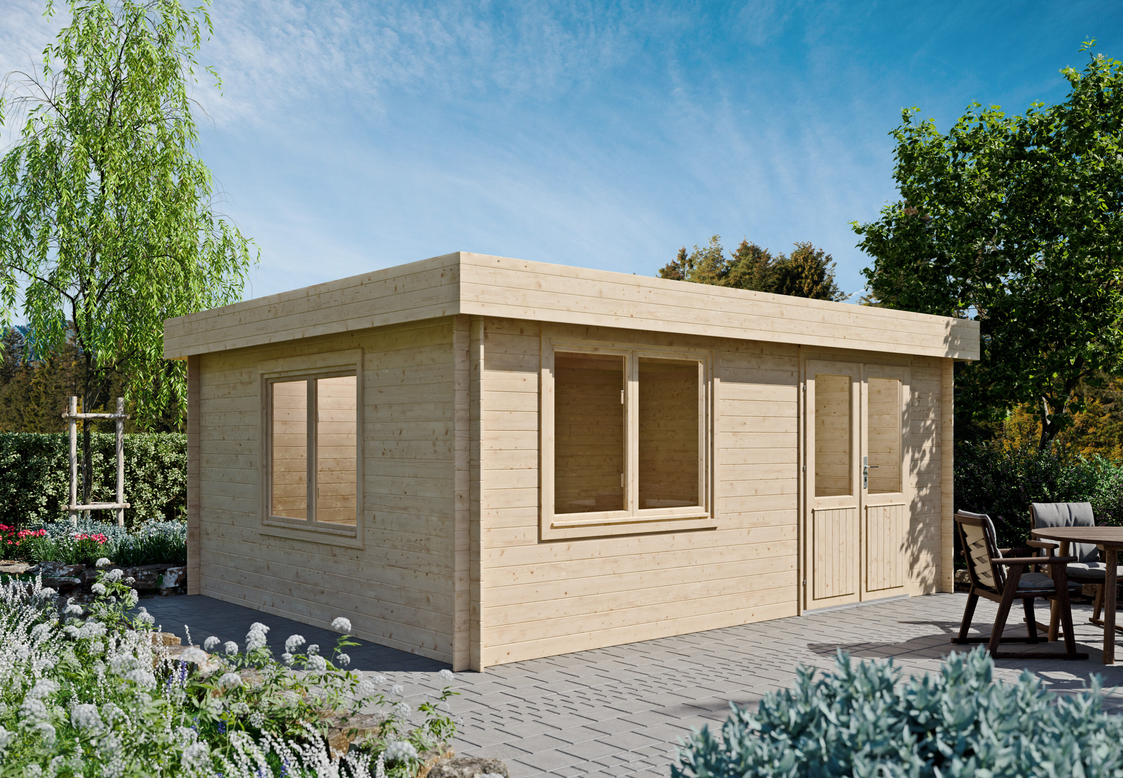 26% Rabatt ! Fjordholz Flachdach Gartenhaus Modell Orka 28 A