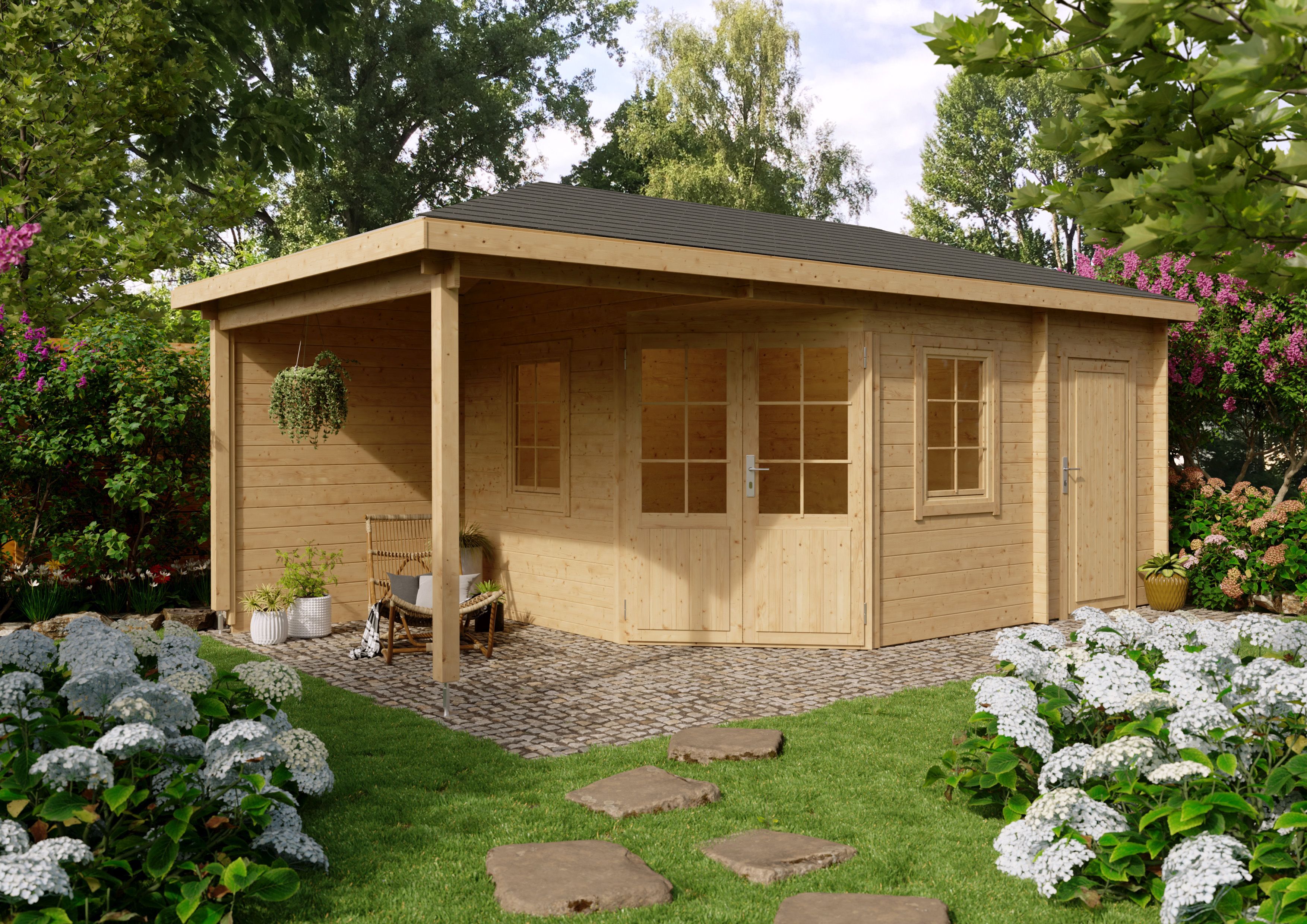 26% Rabatt ! Fjordholz 5-Eck Gartenhaus Modell Evelyn 3E