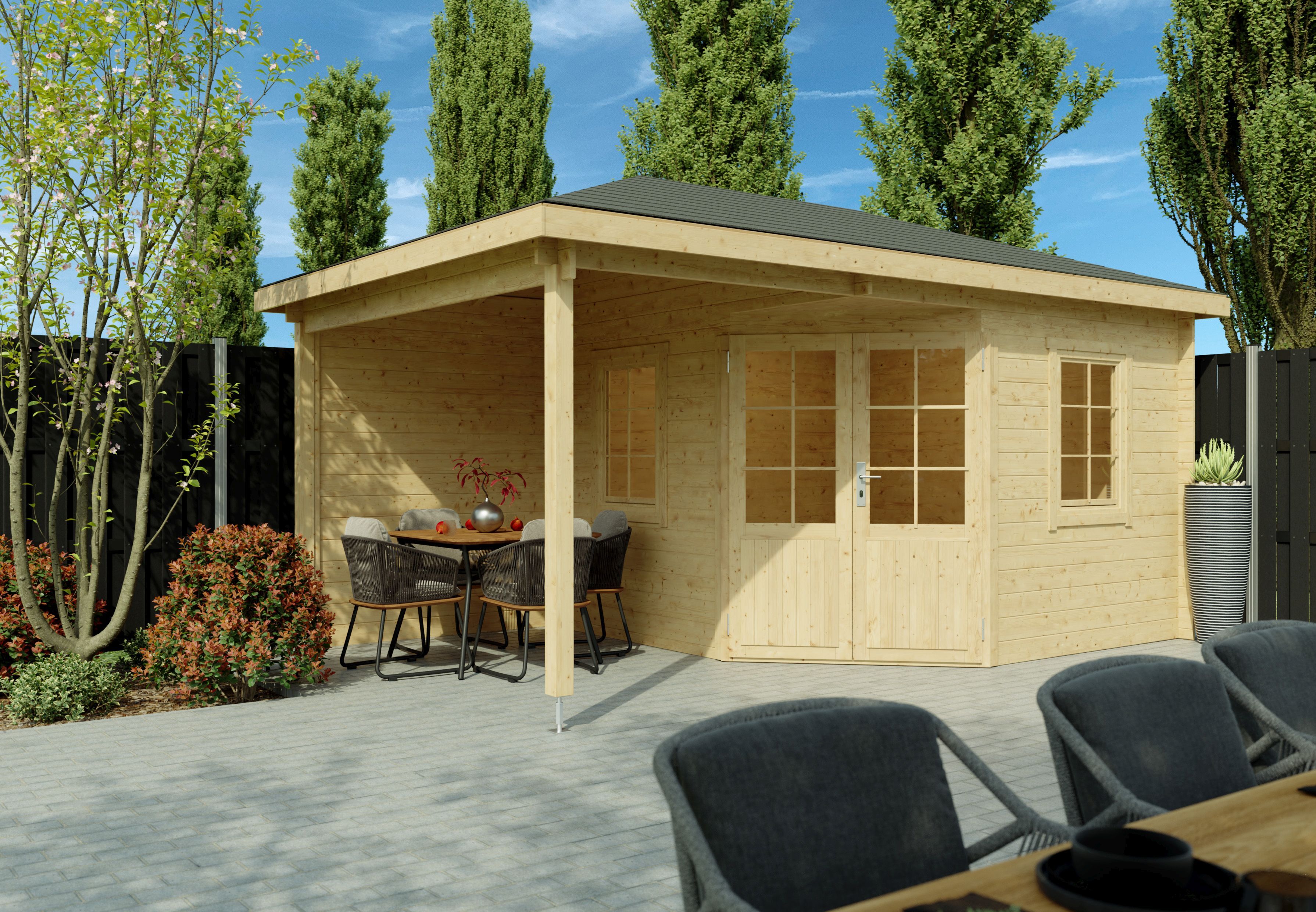 26% Rabatt ! Fjordholz 5-Eck Gartenhaus Modell Evelyn 3B