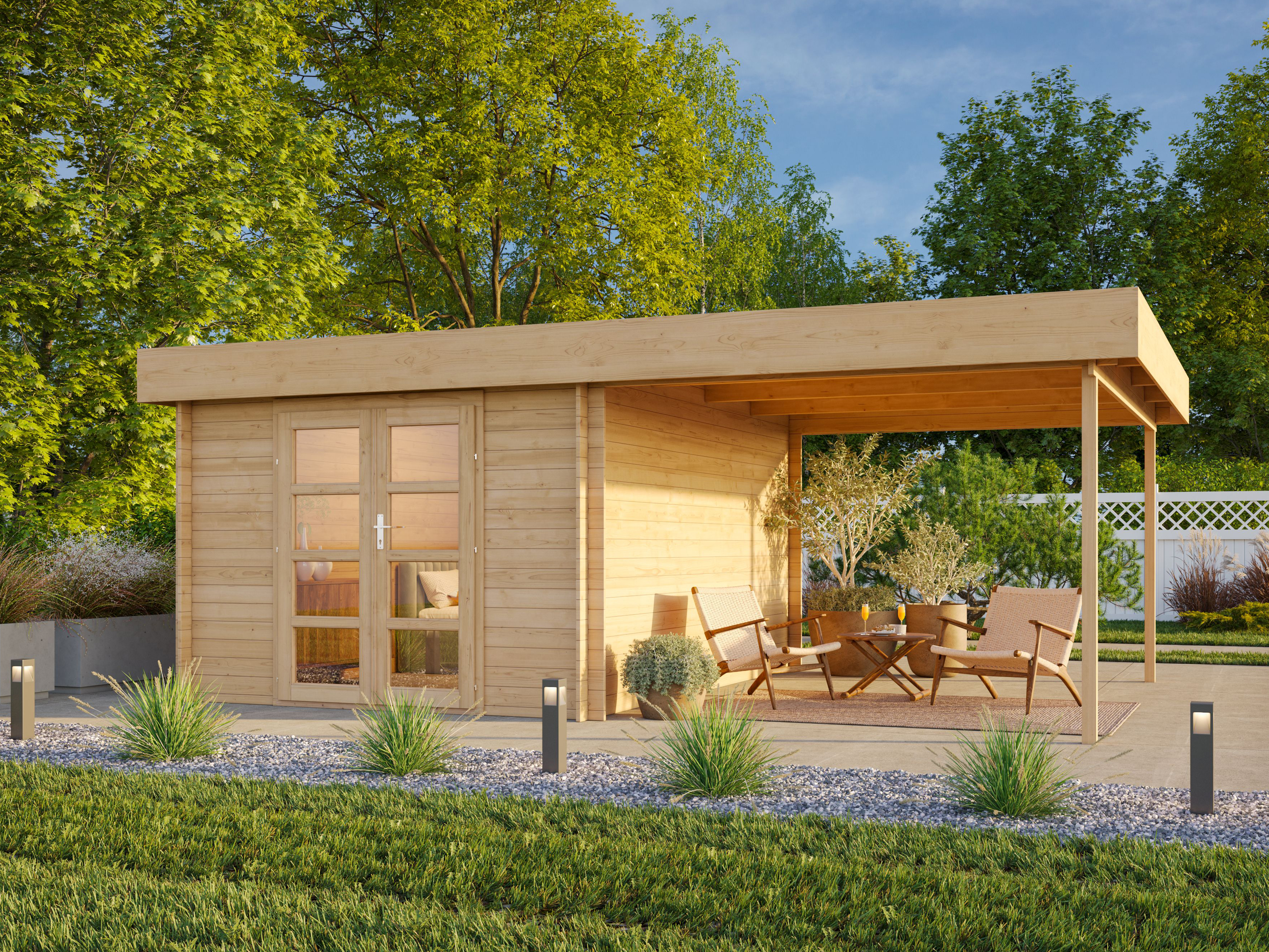 26% Rabatt ! Fjordholz Flachdach Gartenhaus Modell Felix 28