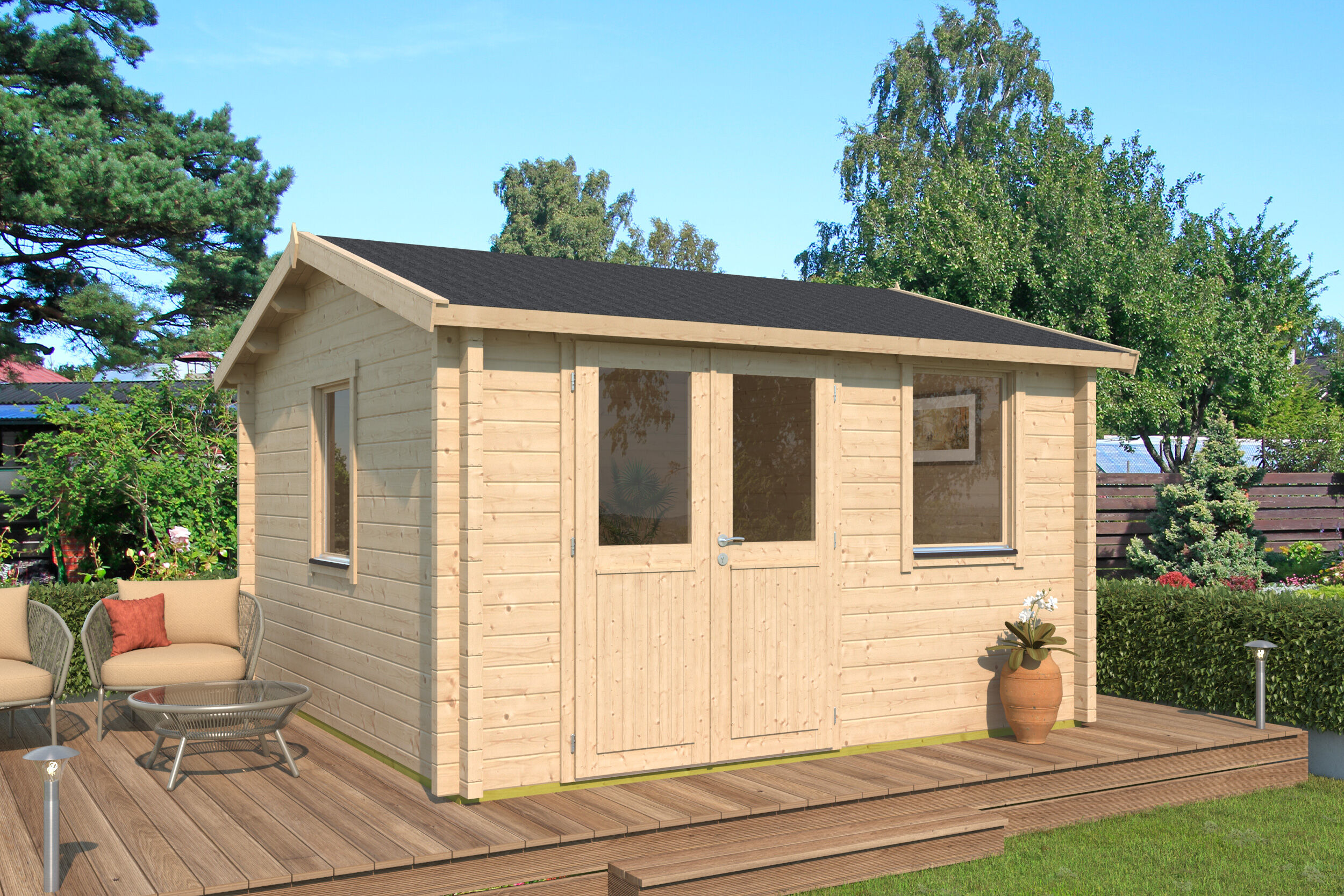 26% Rabatt ! Fjordholz Gartenhaus Modell Narvic 70 D