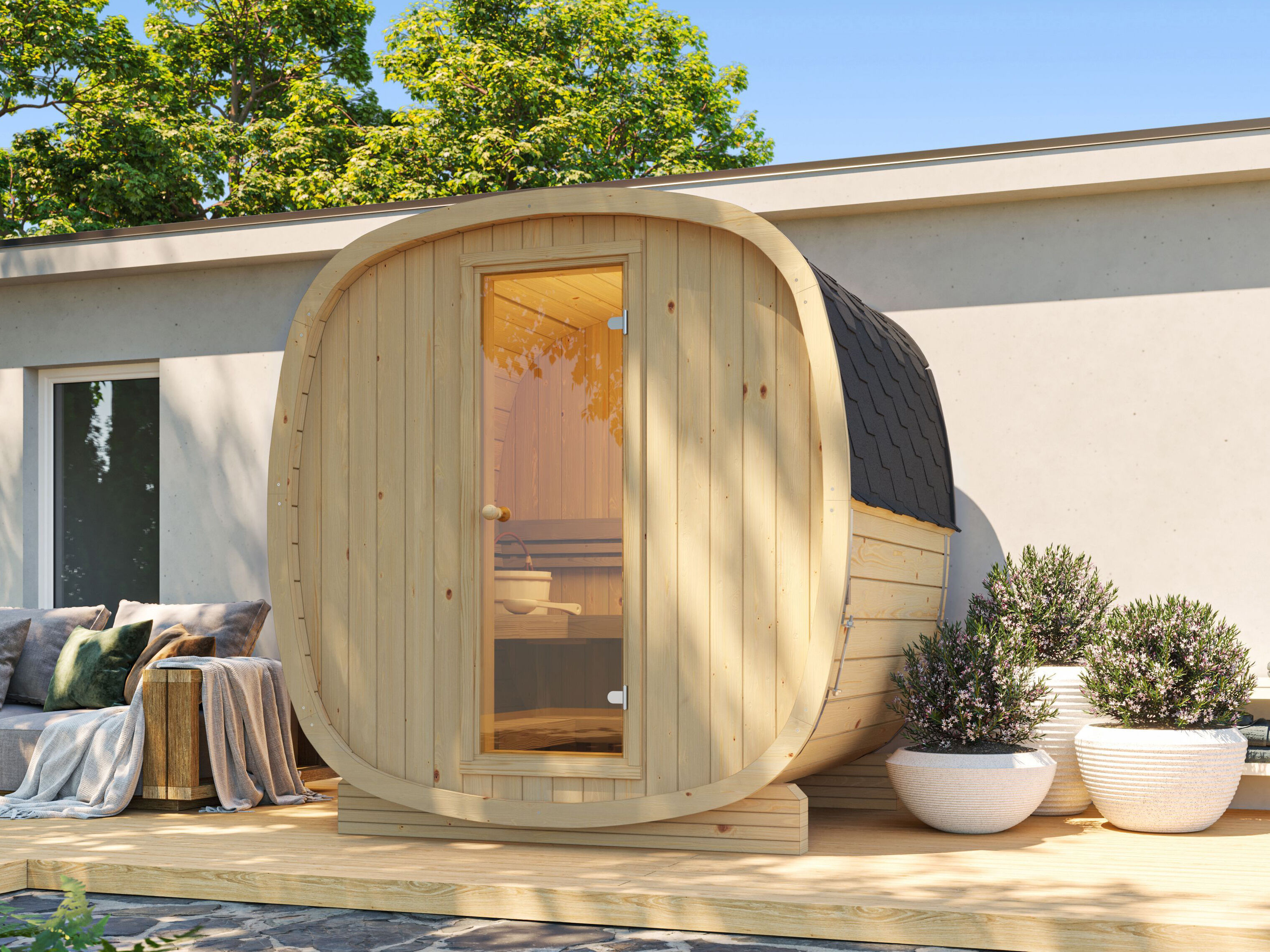 26% Rabatt ! Fjordholz Fass-Sauna Modell Bus 160 Standard