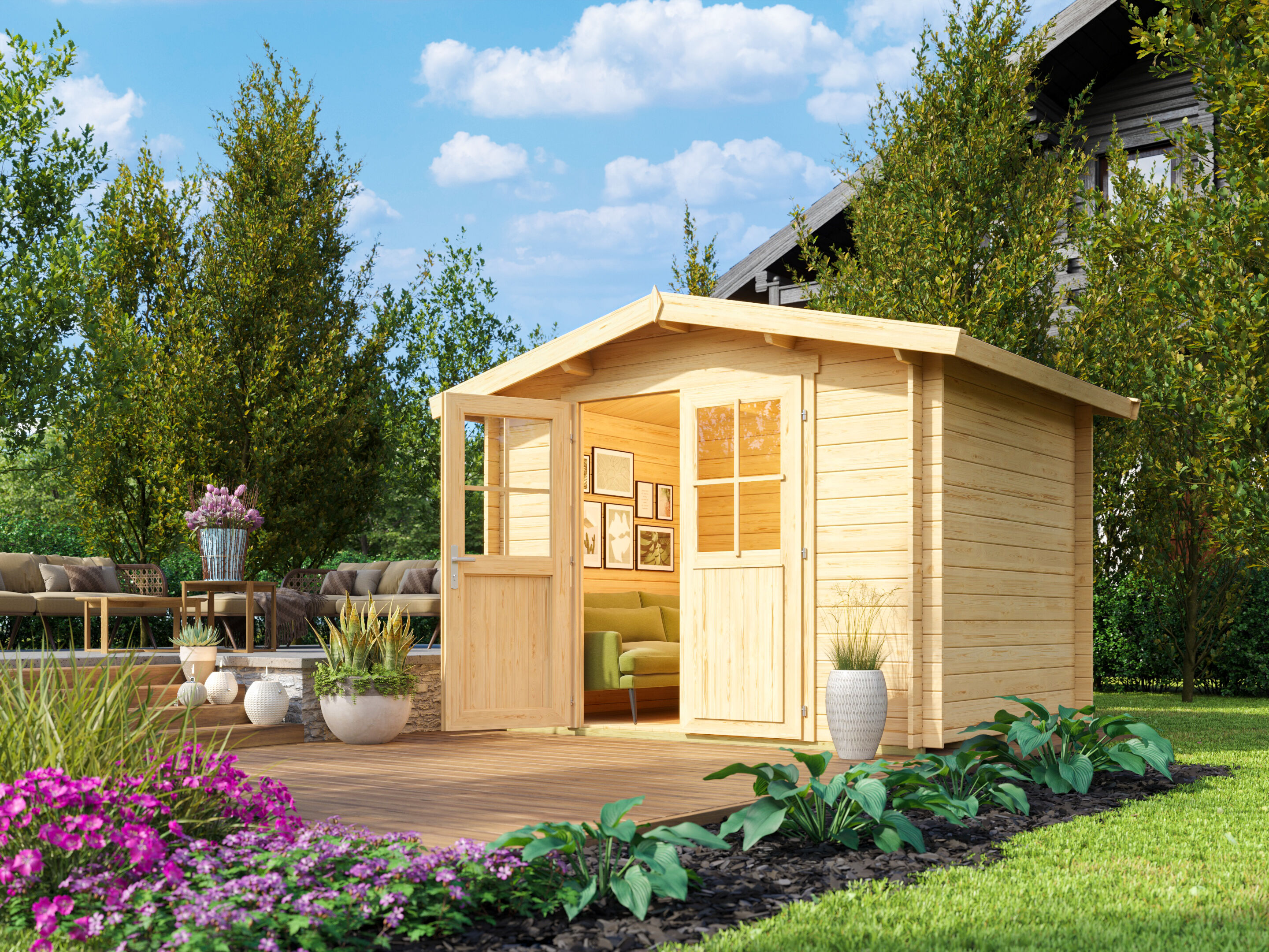 26% Rabatt ! Fjordholz Satteldach Gartenhaus Modell Eliza 2D
