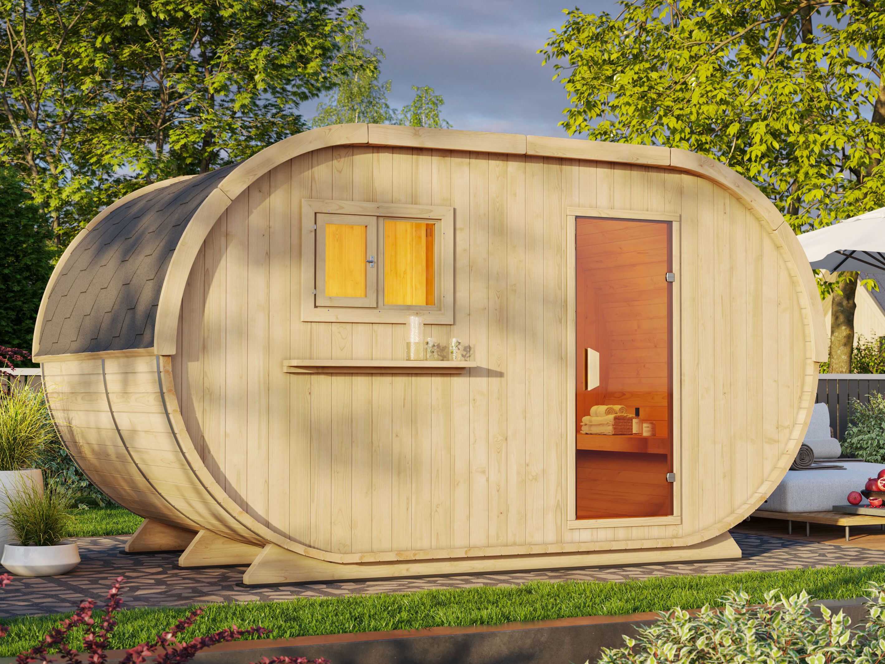 26% Rabatt ! Fjordholz Ovales Saunafass Modell Cara-B