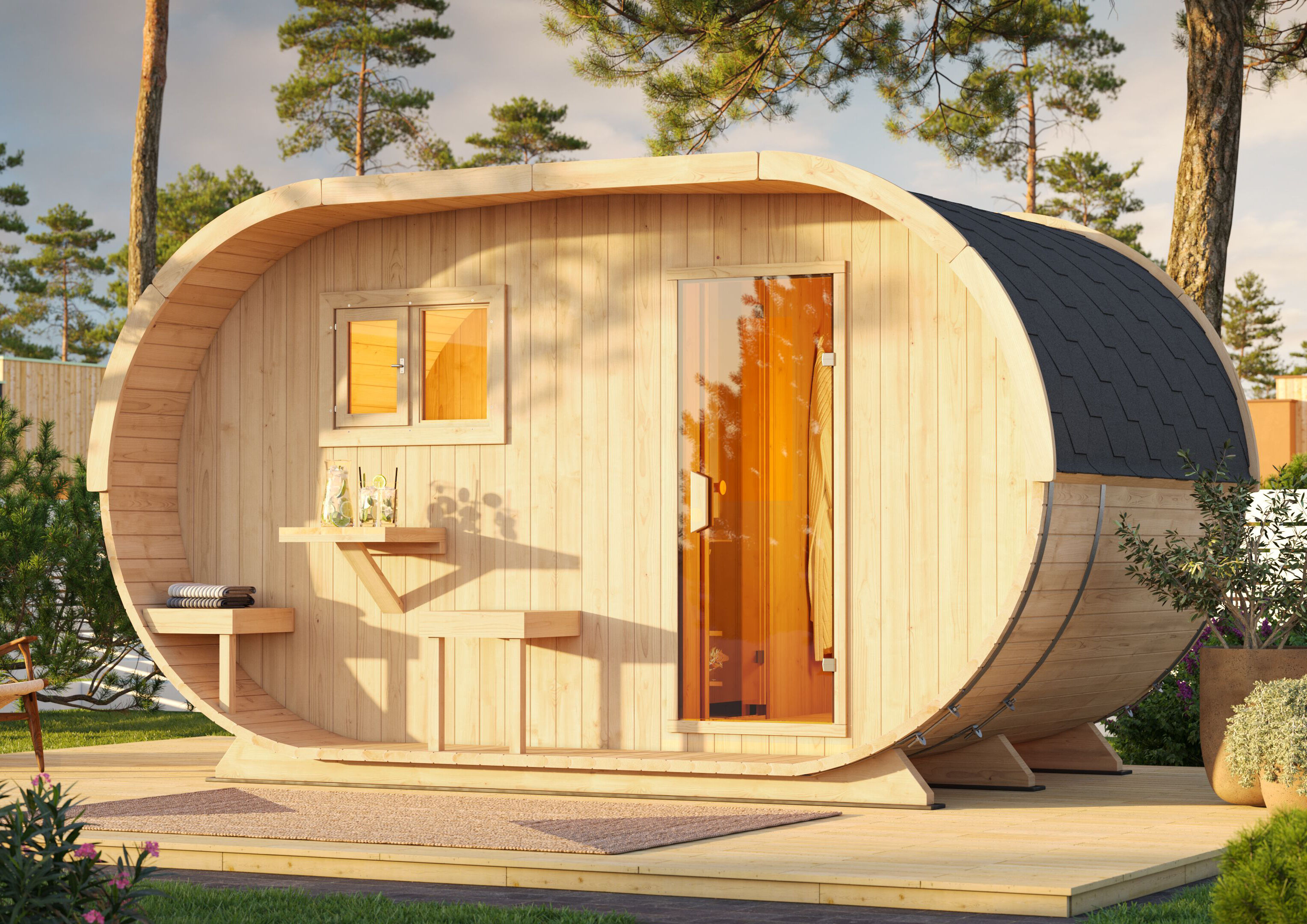 26% Rabatt ! Fjordholz Ovales Saunafass Modell Cara-A