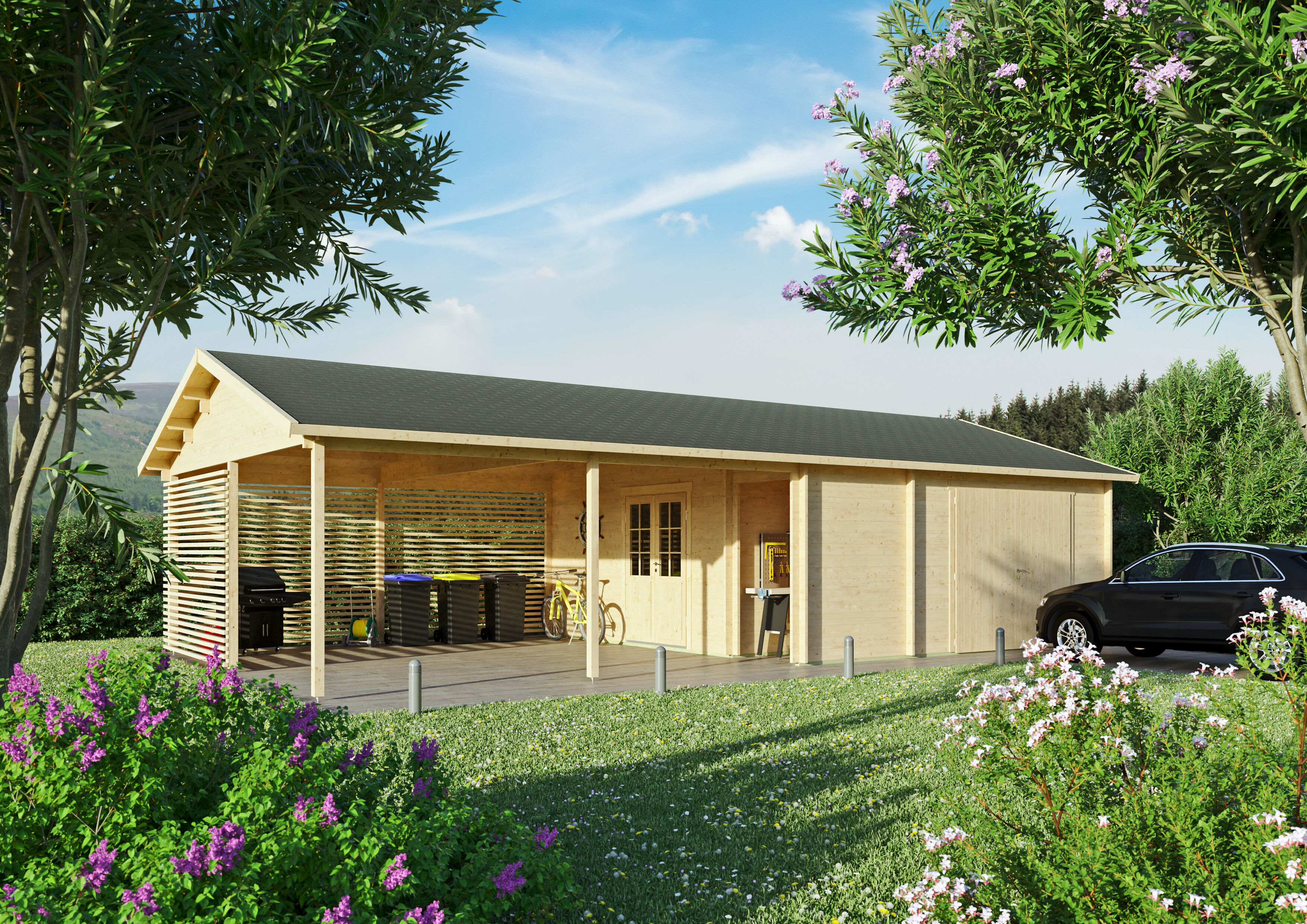 26% Rabatt ! Fjordholz Holzgarage Modell Freiburg-44