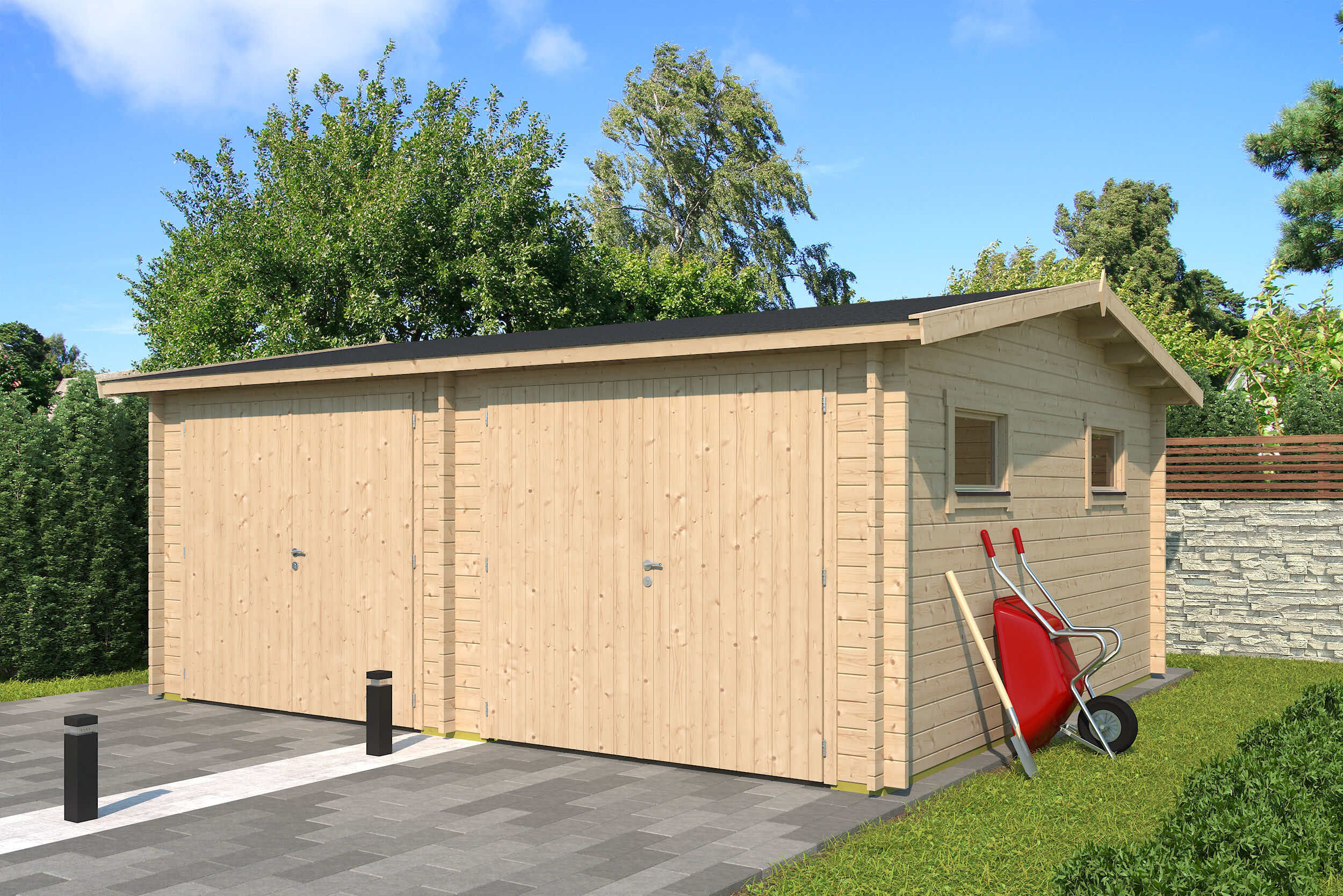 26% Rabatt ! Fjordholz Doppel Holzgarage Modell Reinbeck 70