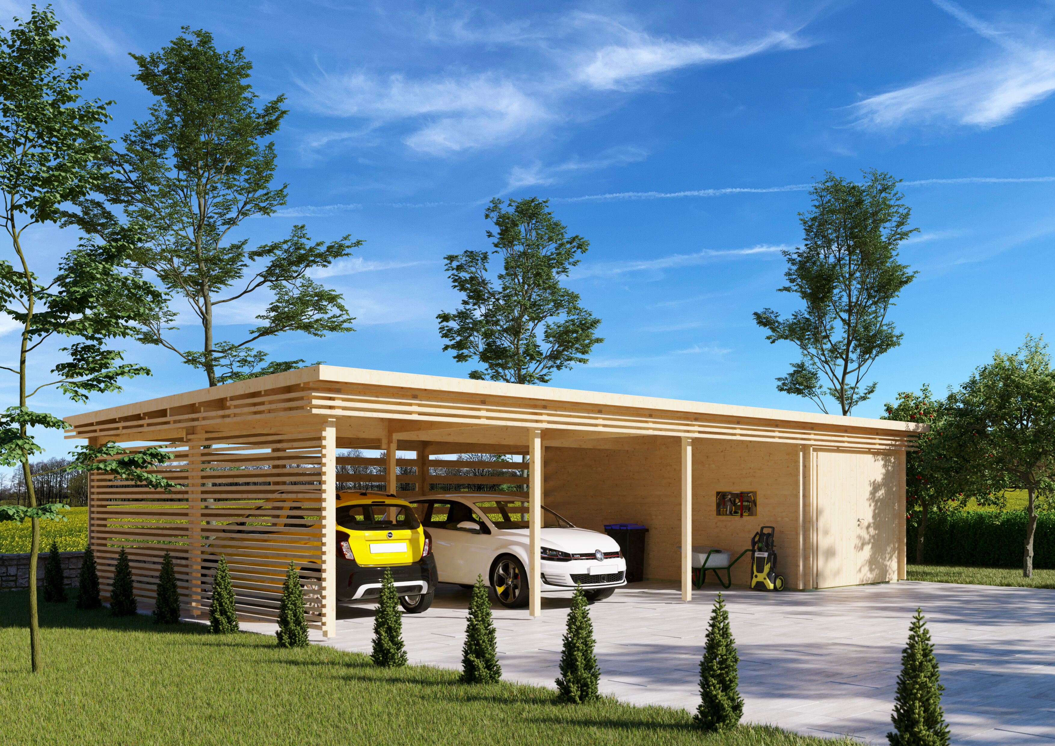 26% Rabatt ! Fjordholz Holzgarage mit Carport Modell Büsum 44