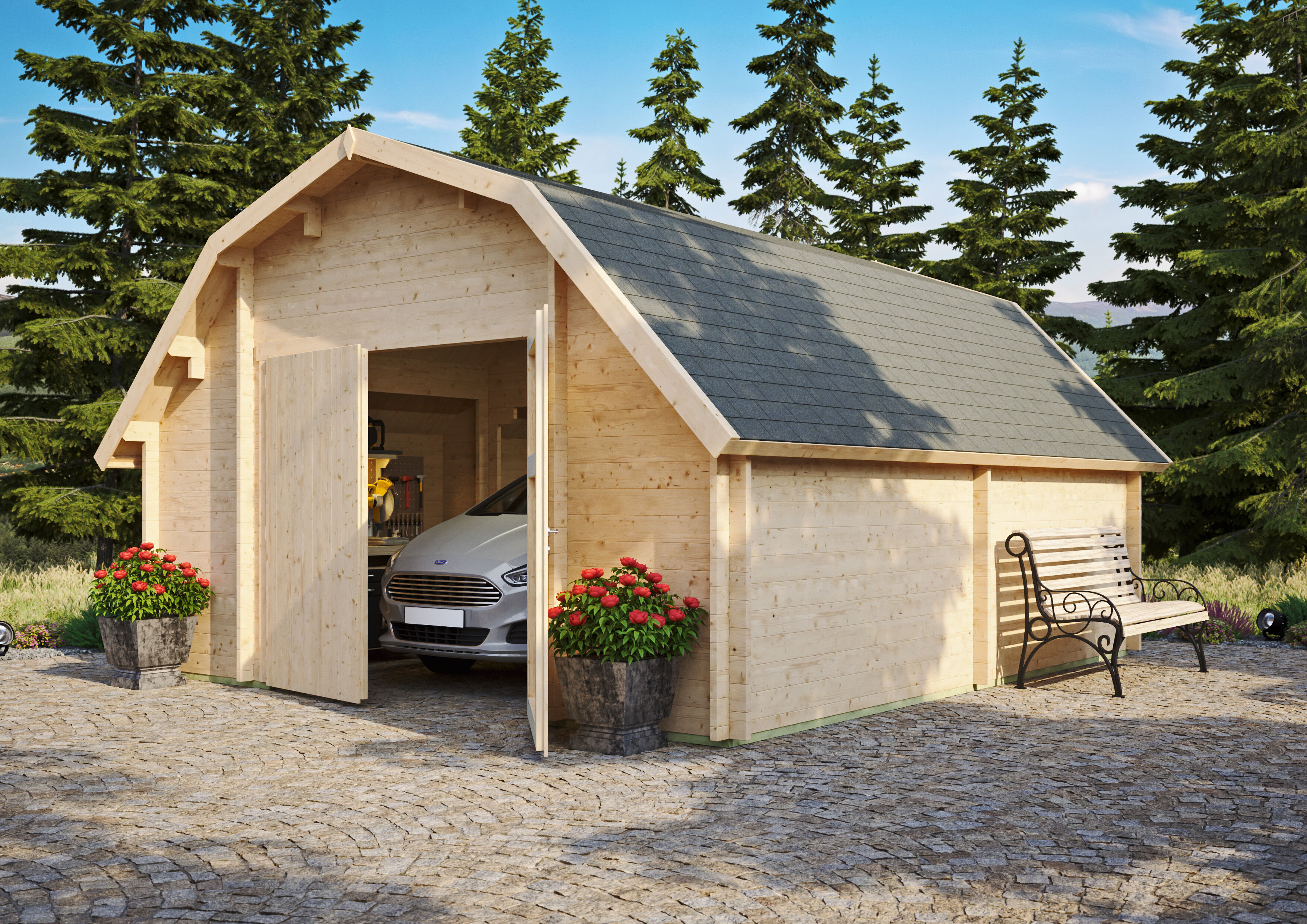 26% Rabatt ! Fjordholz Holzgarage Modell Rhön 70