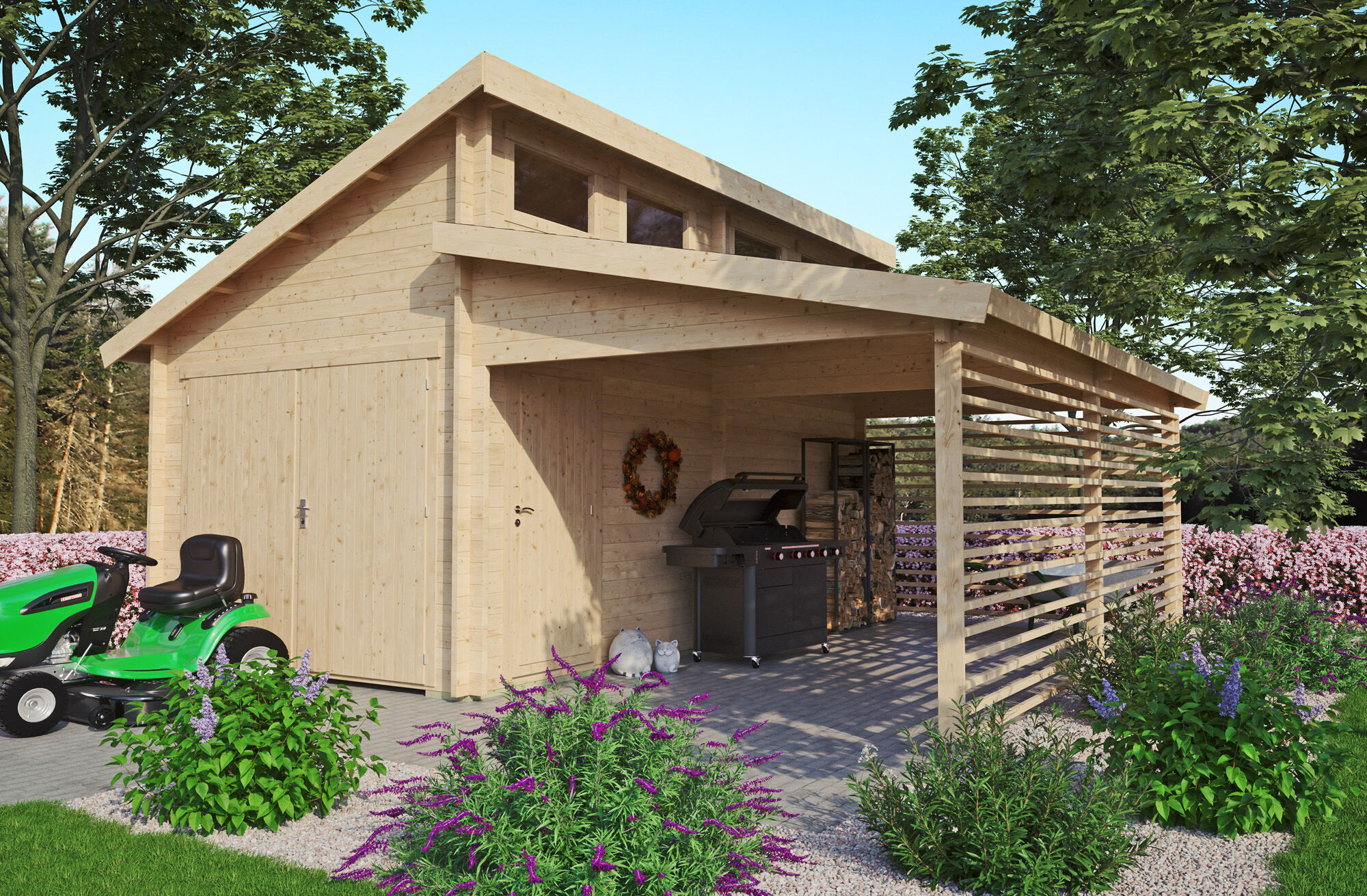 26% Rabatt ! Fjordholz Holzgarage mit Carport Modell Morten 70