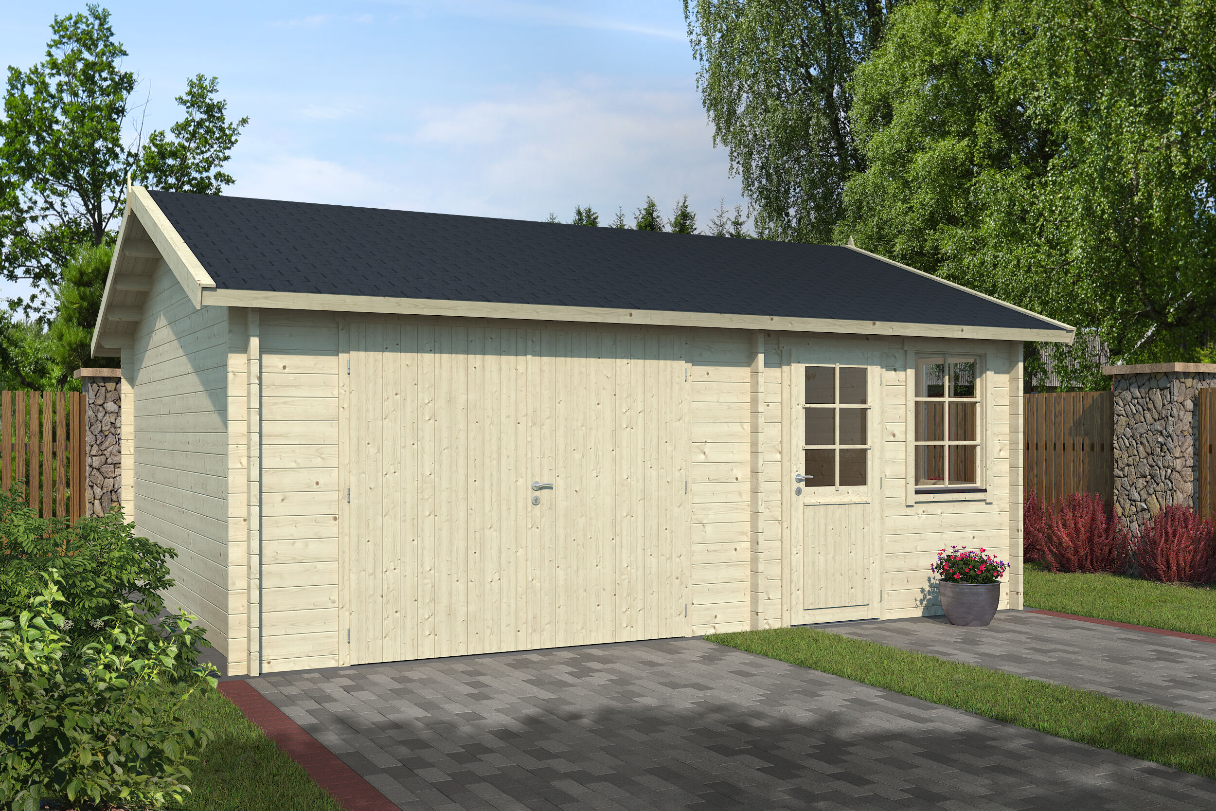 26% Rabatt ! Fjordholz Holzgarage Modell Anton 70 A