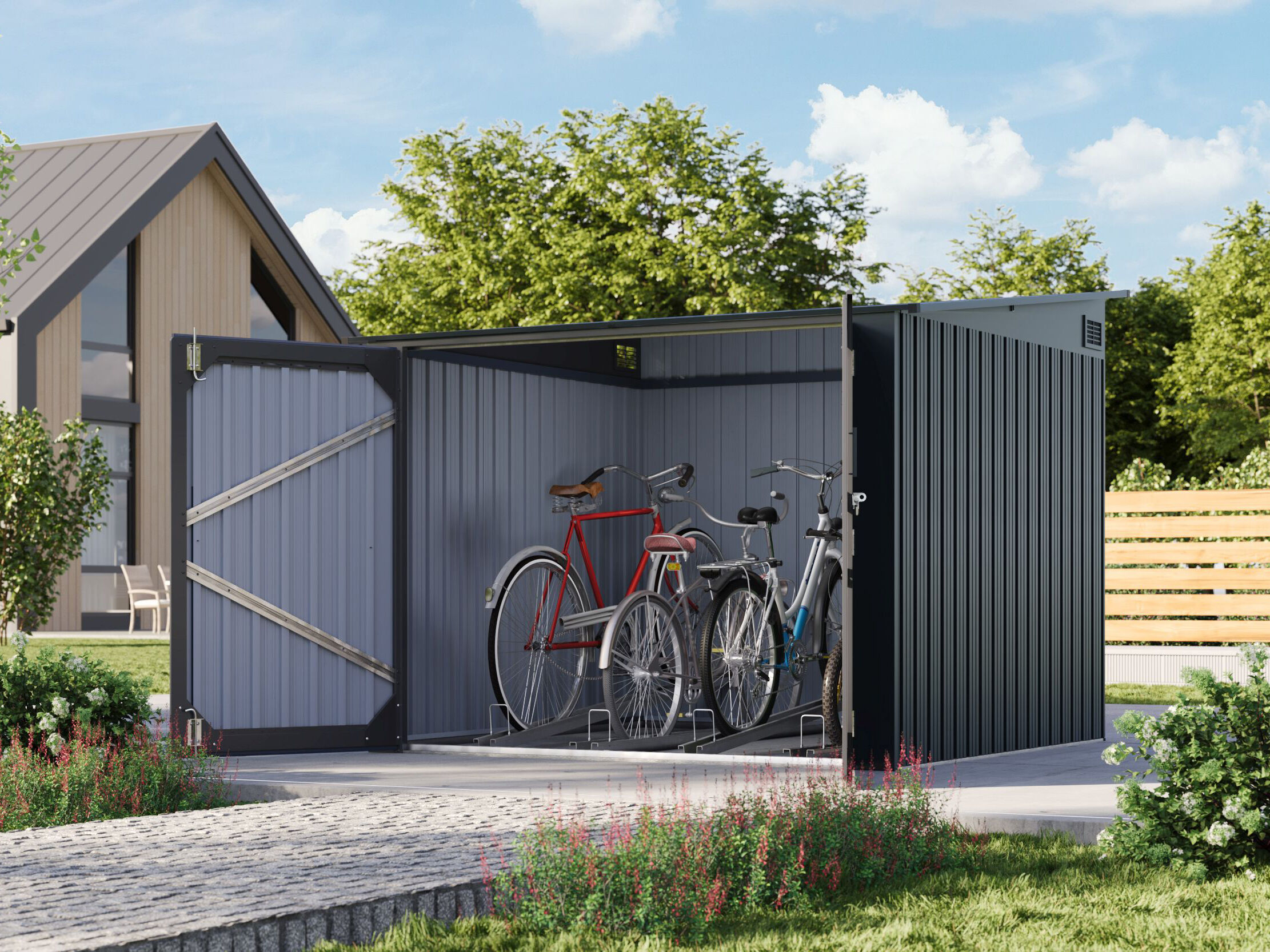 27% Rabatt ! Metall Fahrradgarage Modell Pulti 3,69 m²