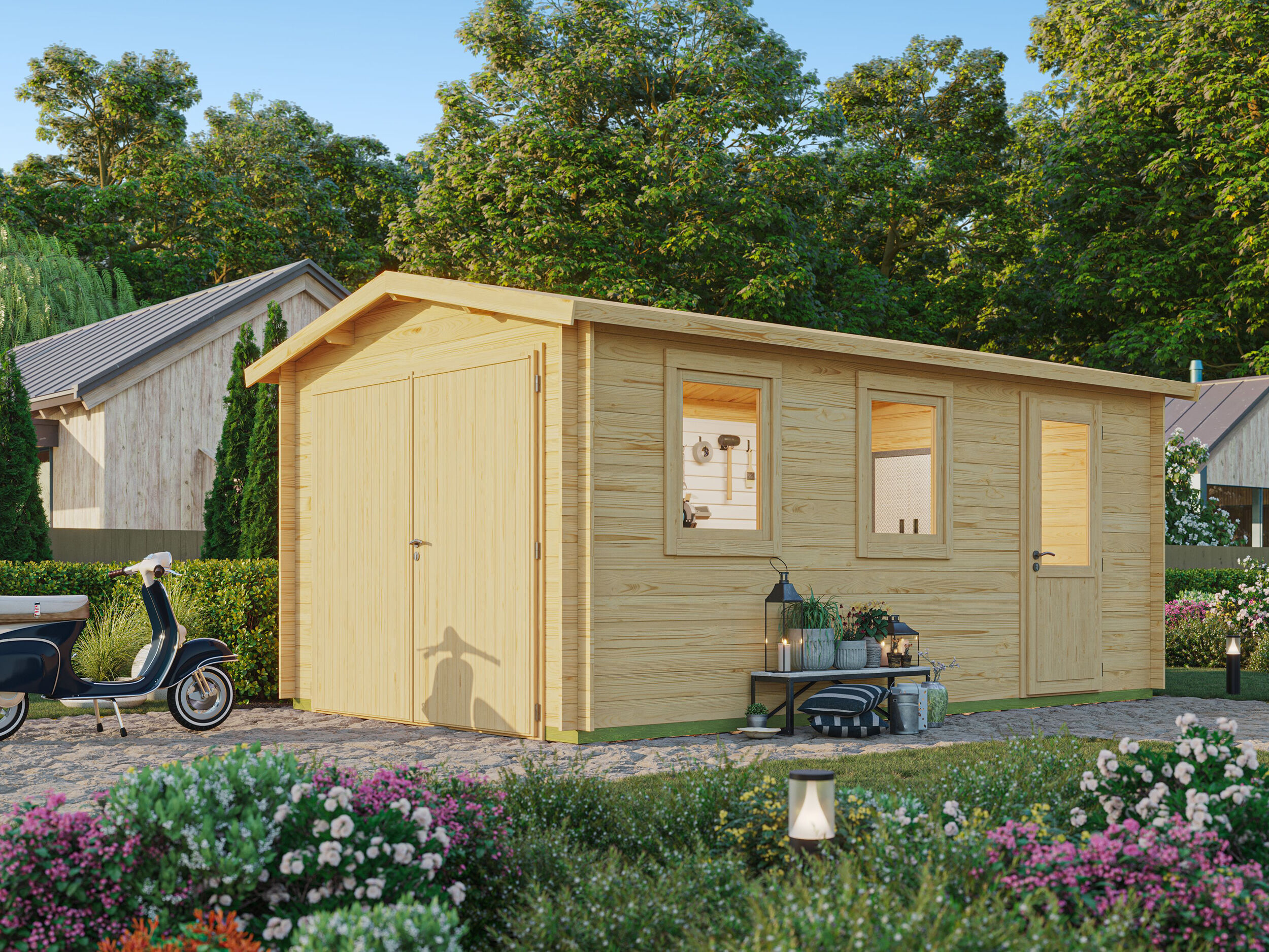 26% Rabatt ! Fjordholz Holzgarage Modell Kim 28